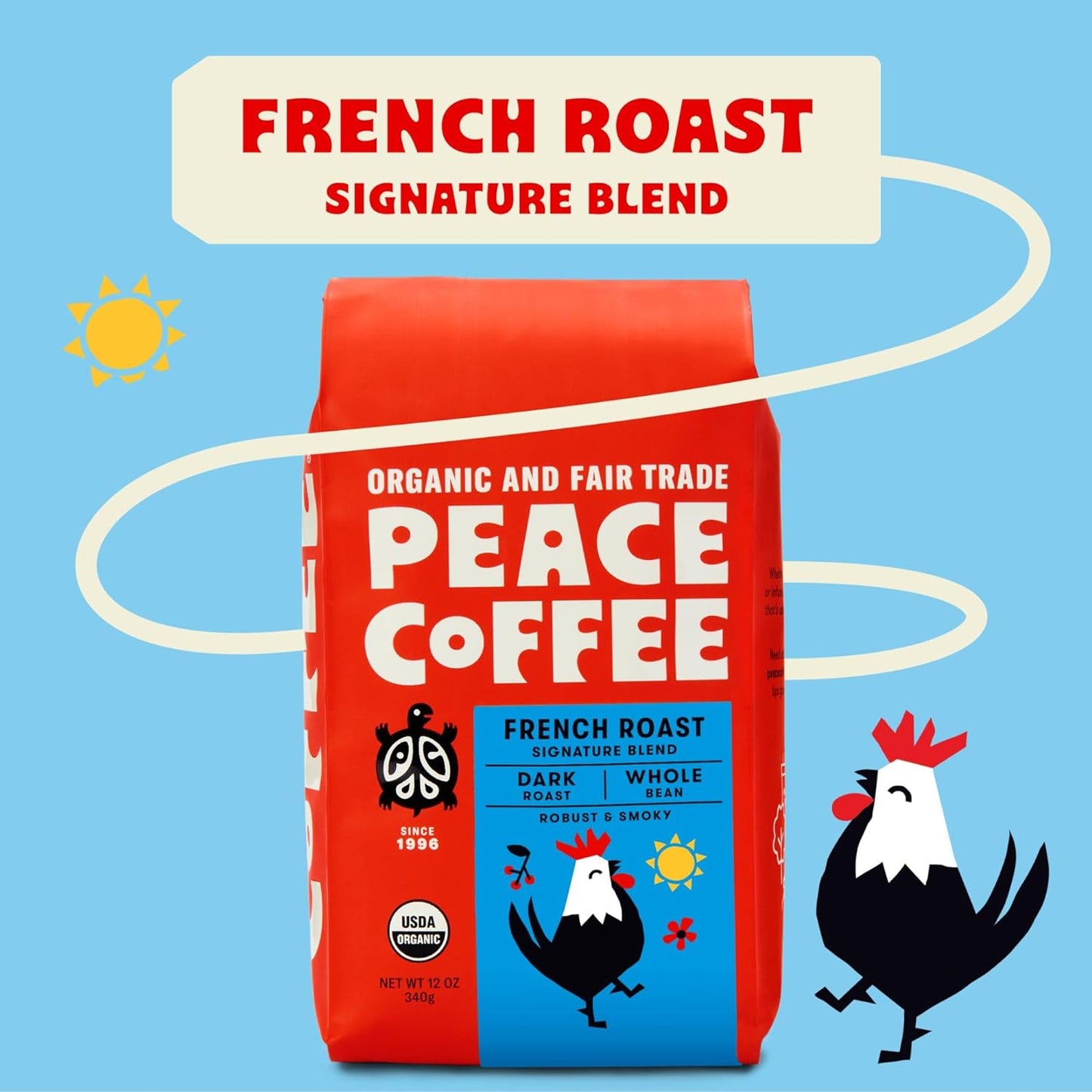 French Roast | 20 Oz Whole Bean Dark Roast | Organic Fair Trade | Soft, Gentle Flavor | Shade Grown, Fresh Roasted