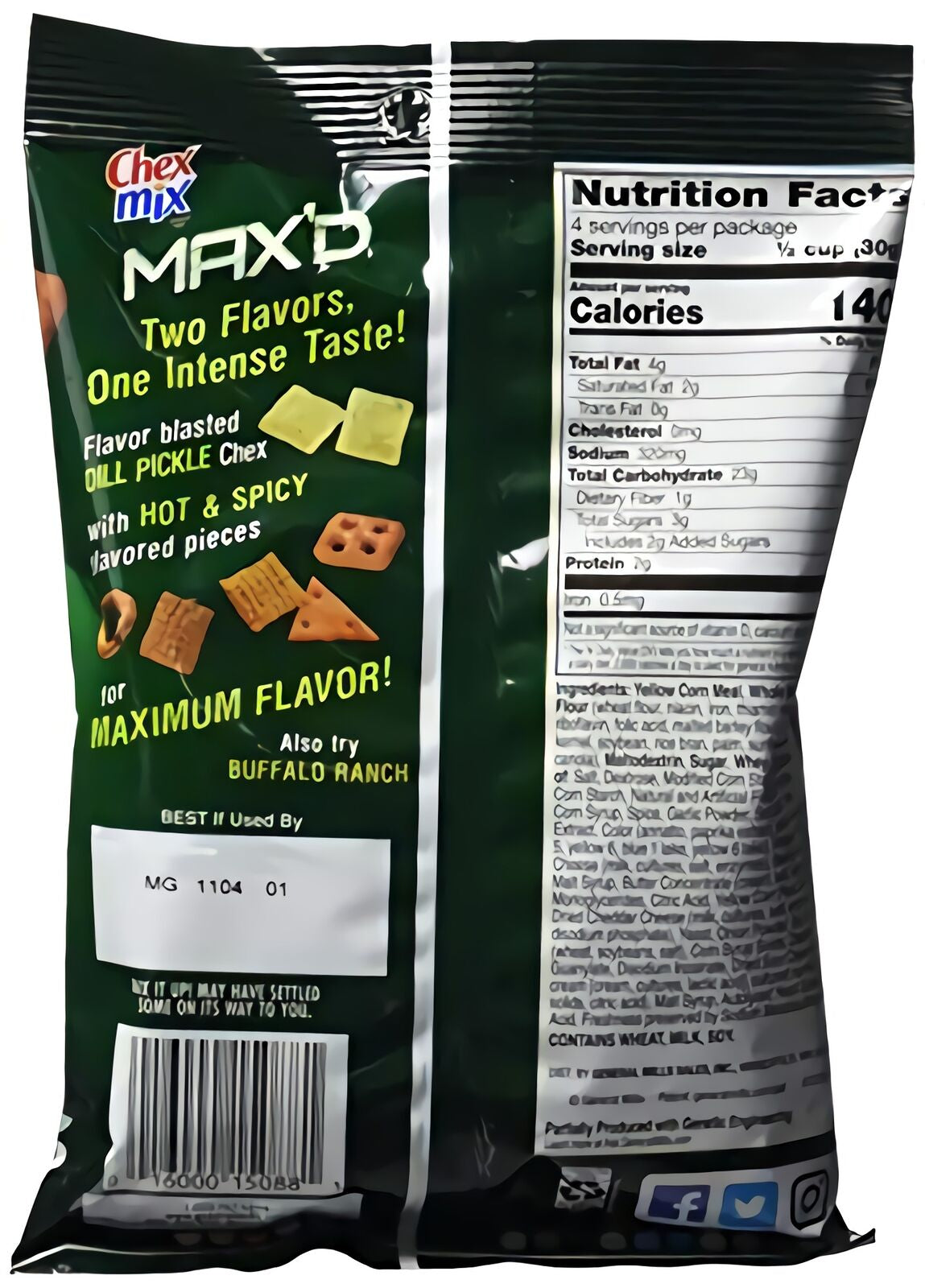 Chex Mix MAX'D Spicy Dill, 4.25 Oz (Pack of 8)