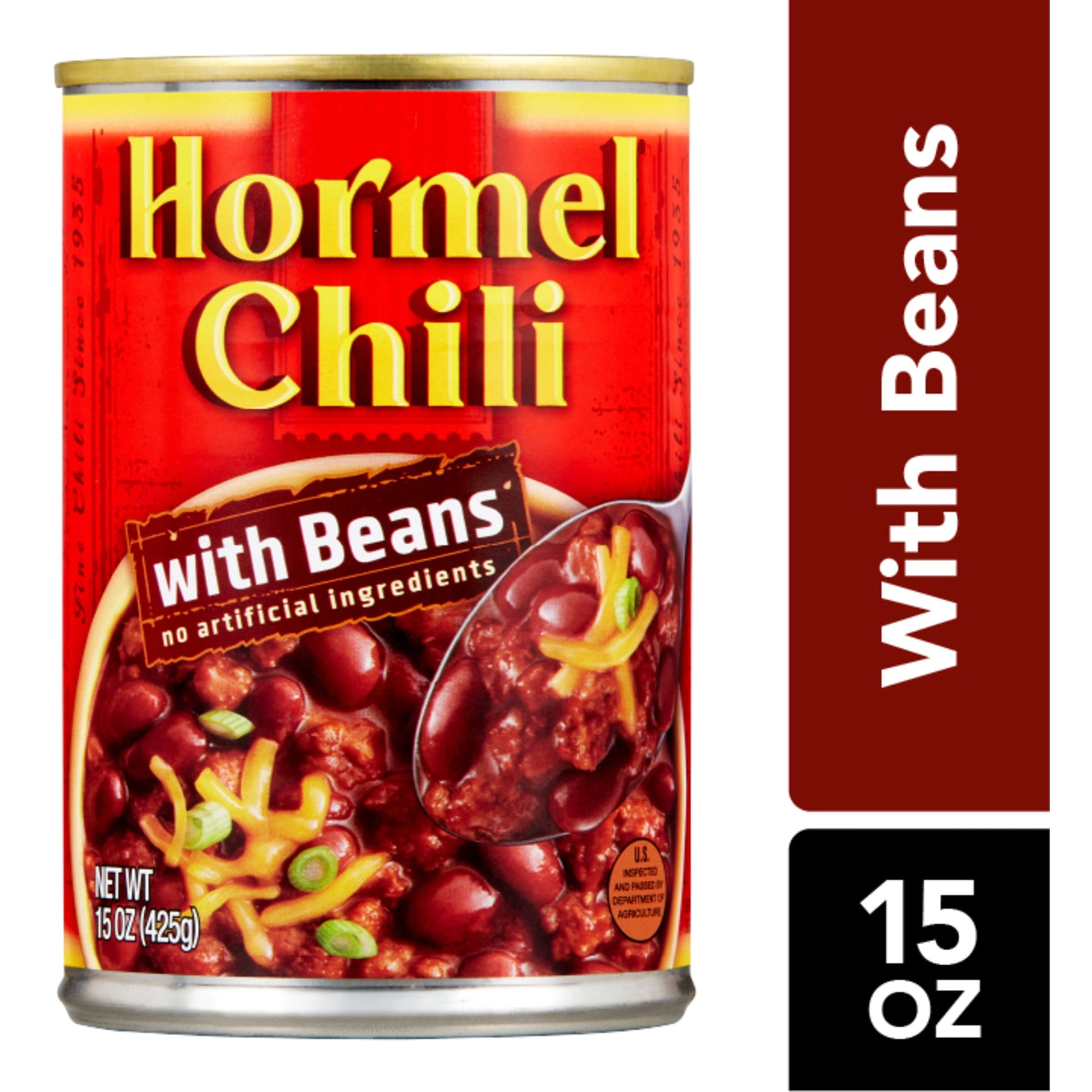 Chili with Beans, Beef, No Artificial Ingredients, 15 Oz Steel Can (4 Pack)