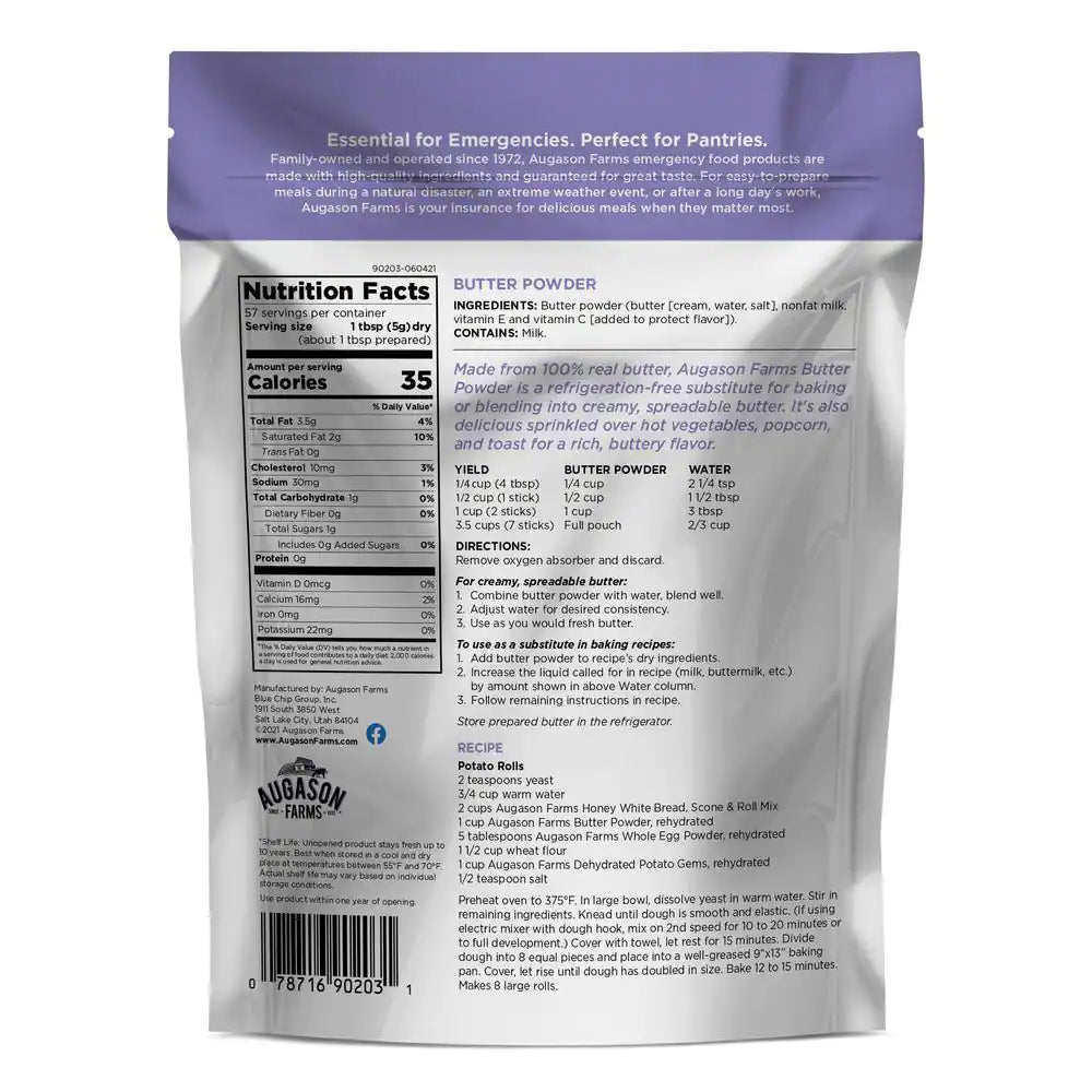 10 Oz. Dehydrated Butter Powder, Resealable Pouch