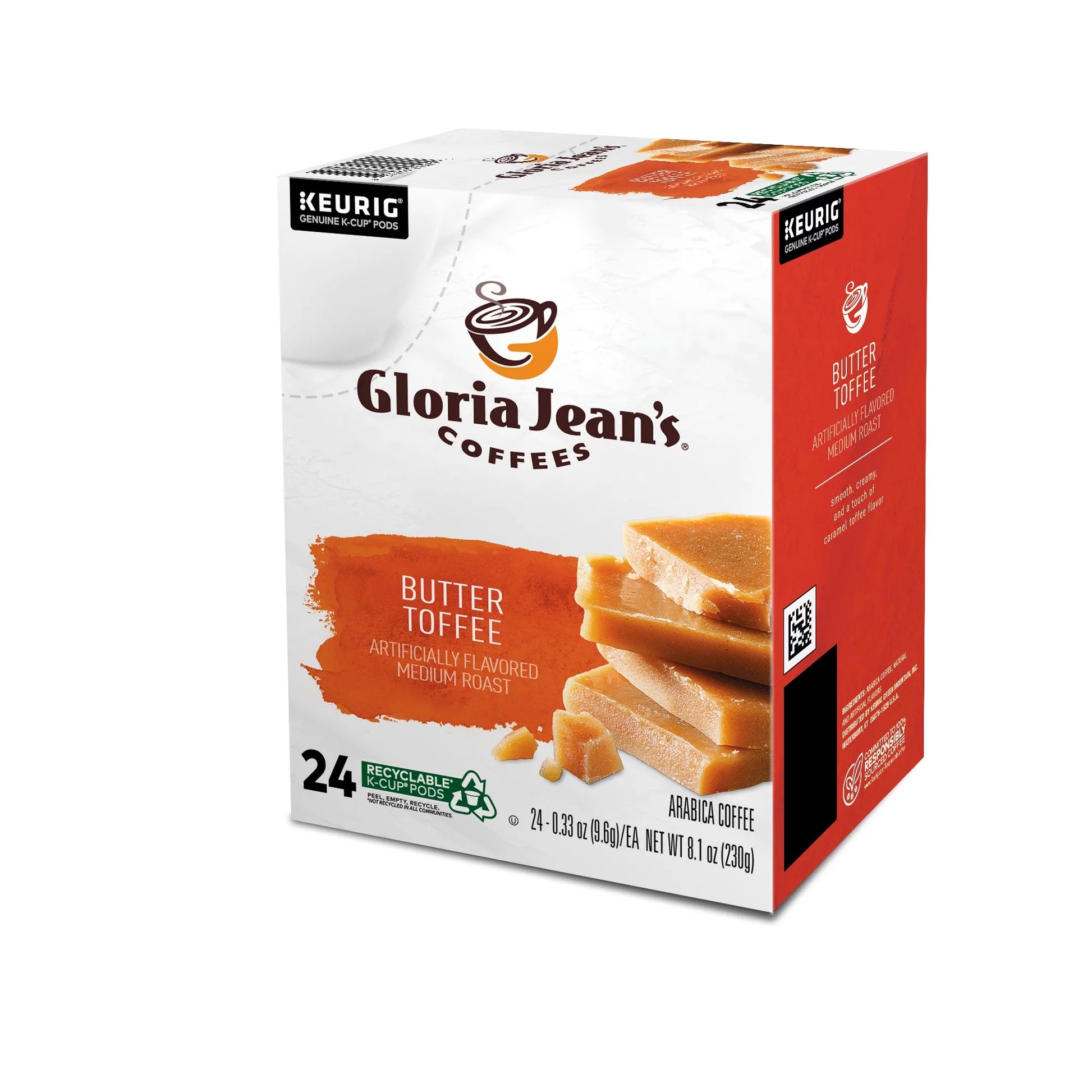 Gloria Jean'S Coffee, Butter Toffee Medium Roast K-Cup Coffee Pods, 24 Count