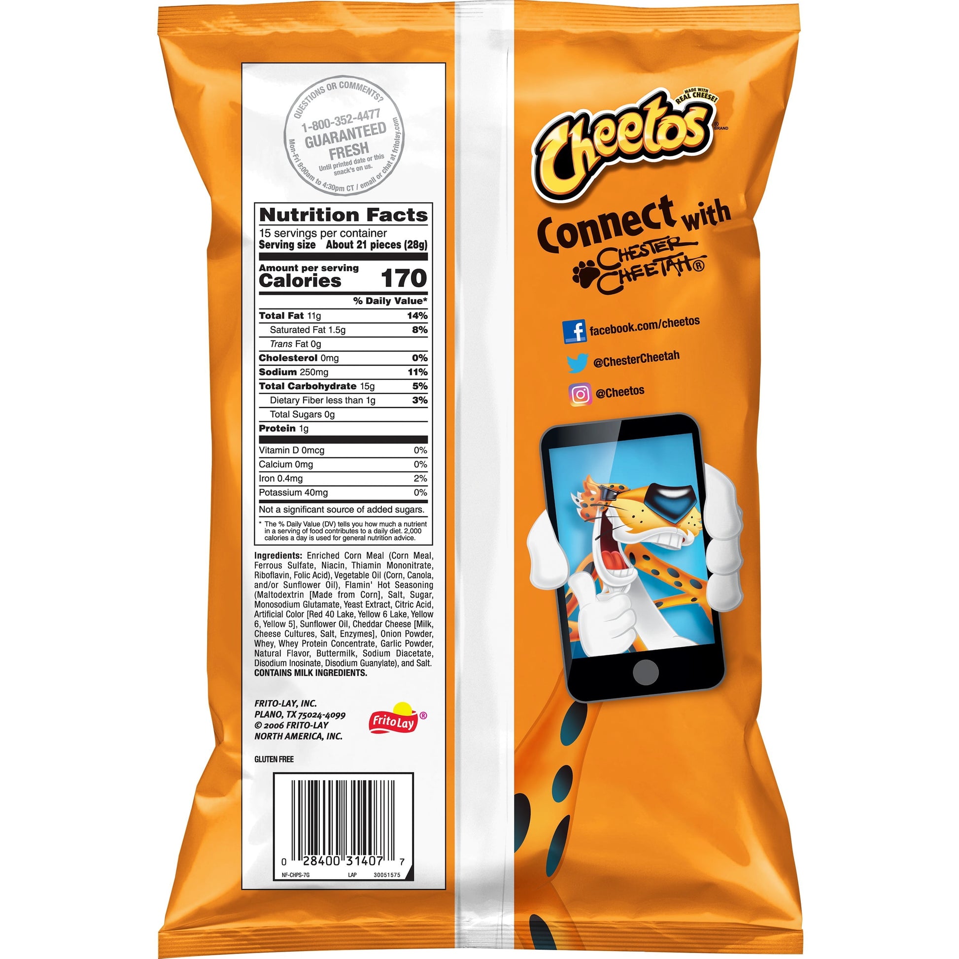 (4 Pack)  Crunchy Flamin' Hot Cheese Puff Chips, 15Oz Bag (Packaging May Vary)