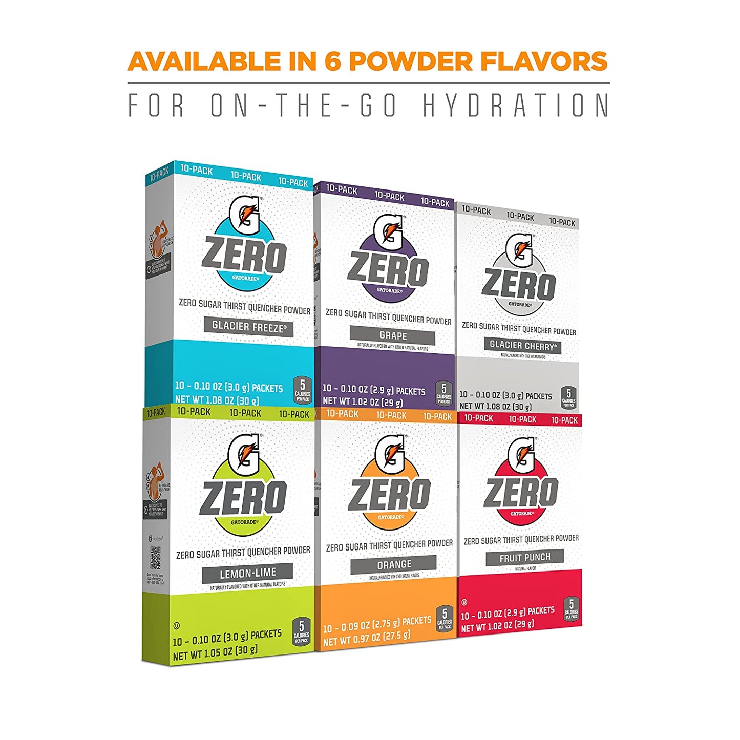 G Zero Powder, Orange, 0.10Oz Packets,(120 Counts) , Pack of 12