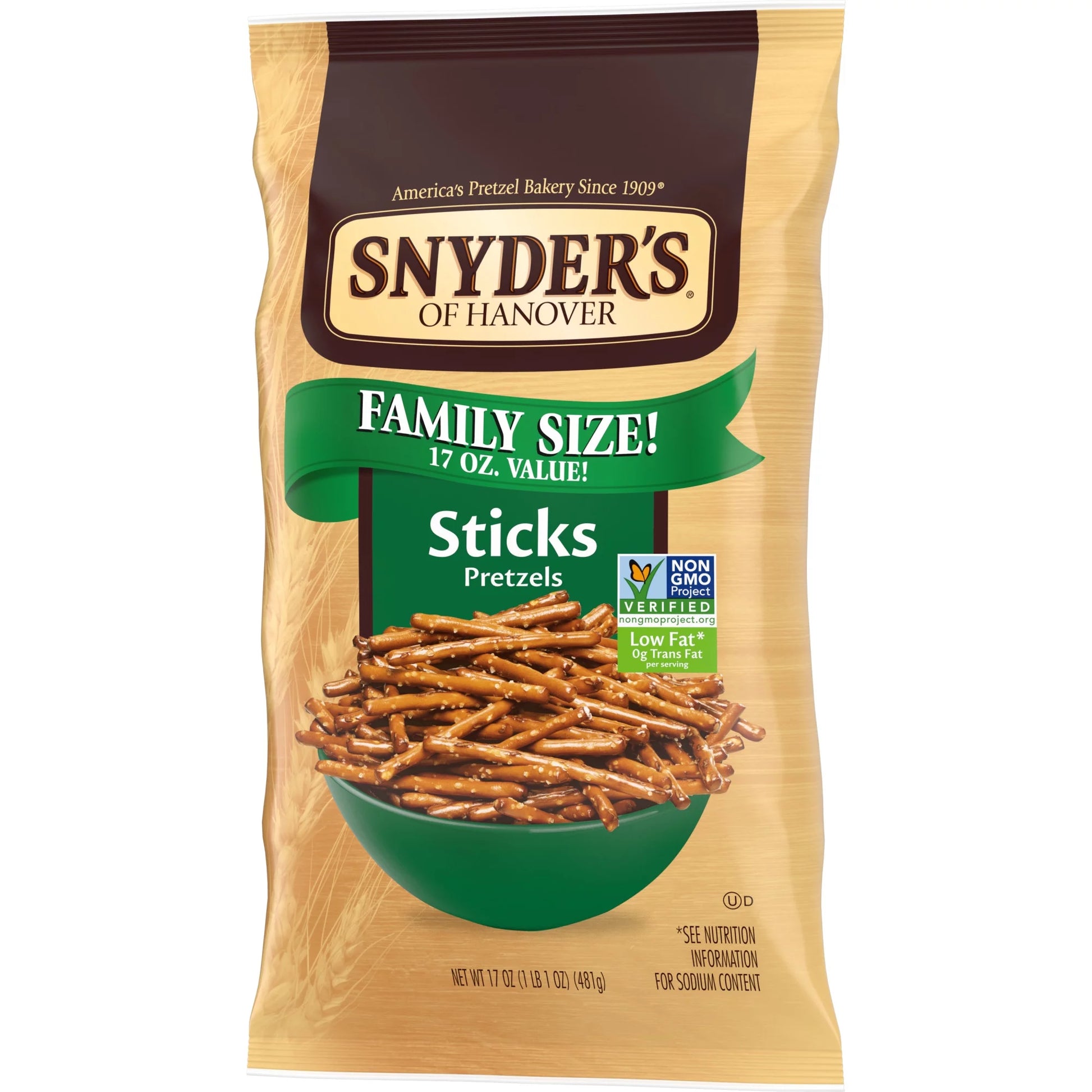 , Pretzel Sticks, Family Size Bag, 17 Oz