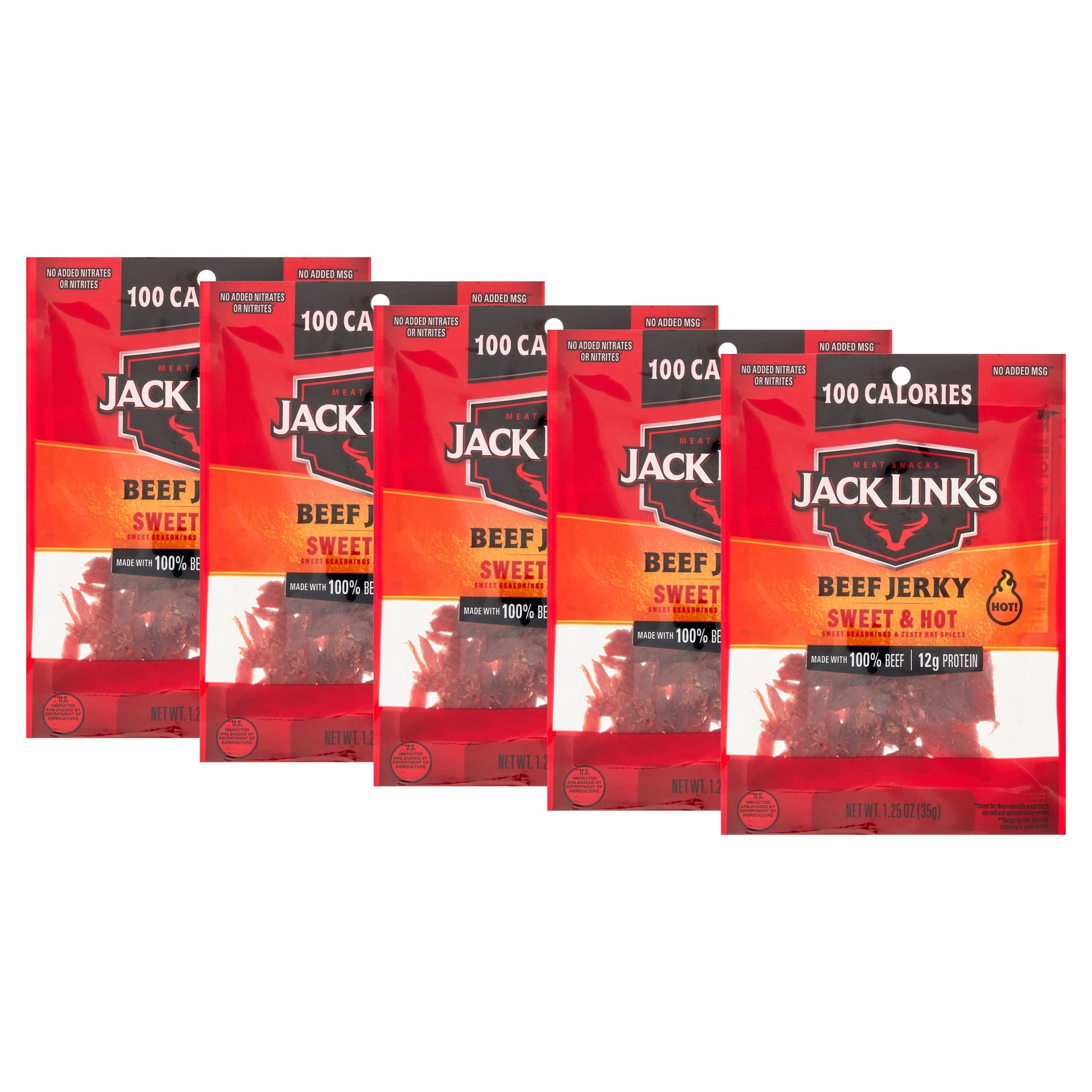 15 Pack -  Bulk Beef Jerky Jalapeño, Peppered, Sweet & Hot Flavored Variety Pack, (15 - 1.25 Oz. Bags), Snack Sized Packs