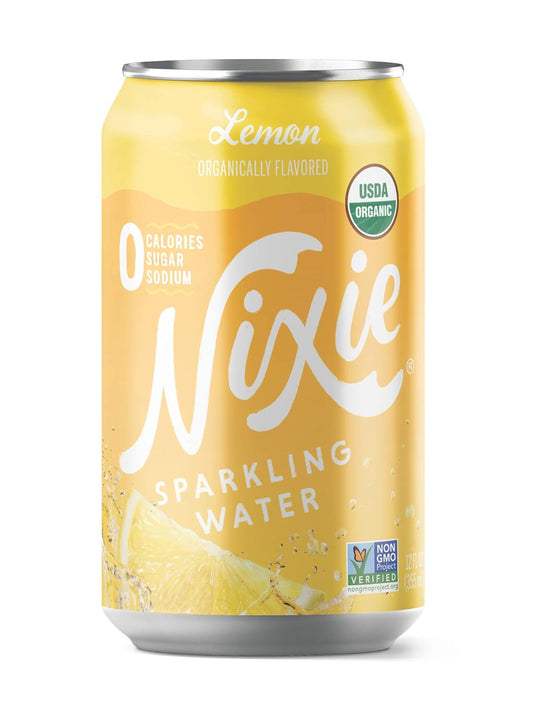 Sparkling Water, Lemon | 12 Fl Oz Cans, 24 Pack | Organic, Vegan, Non-Gmo, Gluten Free, 0 Calories, 0 Sugar, 0 Sodium