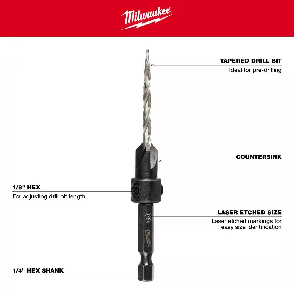 #8 Countersink 11/64 In. Wood Drill Bit