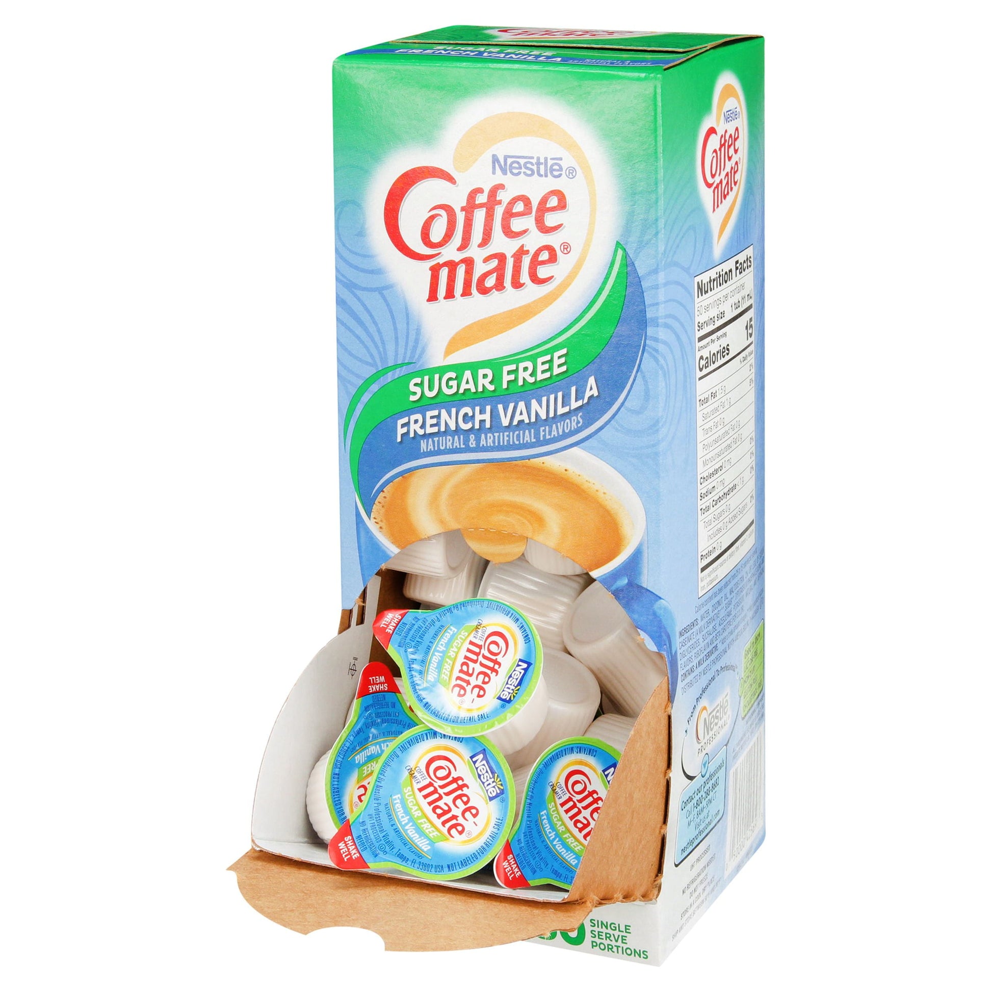 Coffee Mate Sugar-Free French Vanilla Liquid Coffee Creamer Singles, 0.375 Fl Oz, 50 Ct