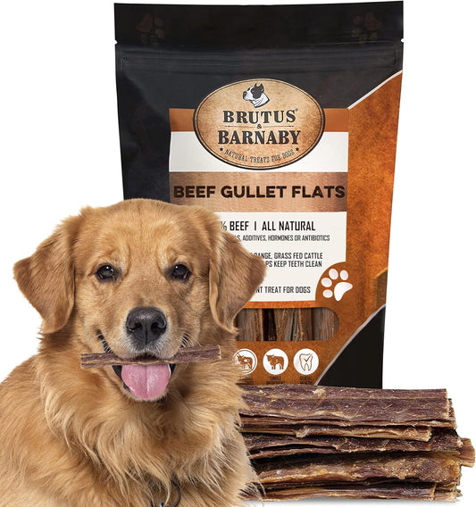 Beef Jerky for Dogs, All Natural Single Ingredient Beef Esophagus Chews, Healthy Beef Flat Gullet Strips, Naturally Occurring Glucosamine & Chondroitin Helps Joint Function, Great for Any Dog Size