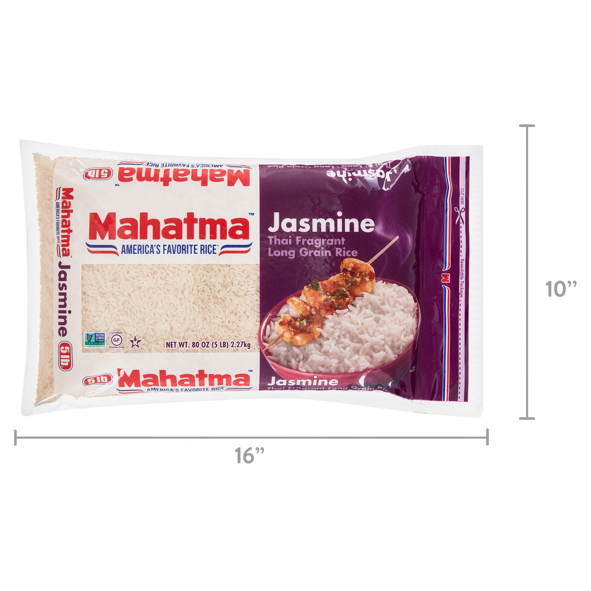 (2 Pack)  Jasmine White Rice, Thai Fragrant Long Grain Rice, 5 Lb Bag