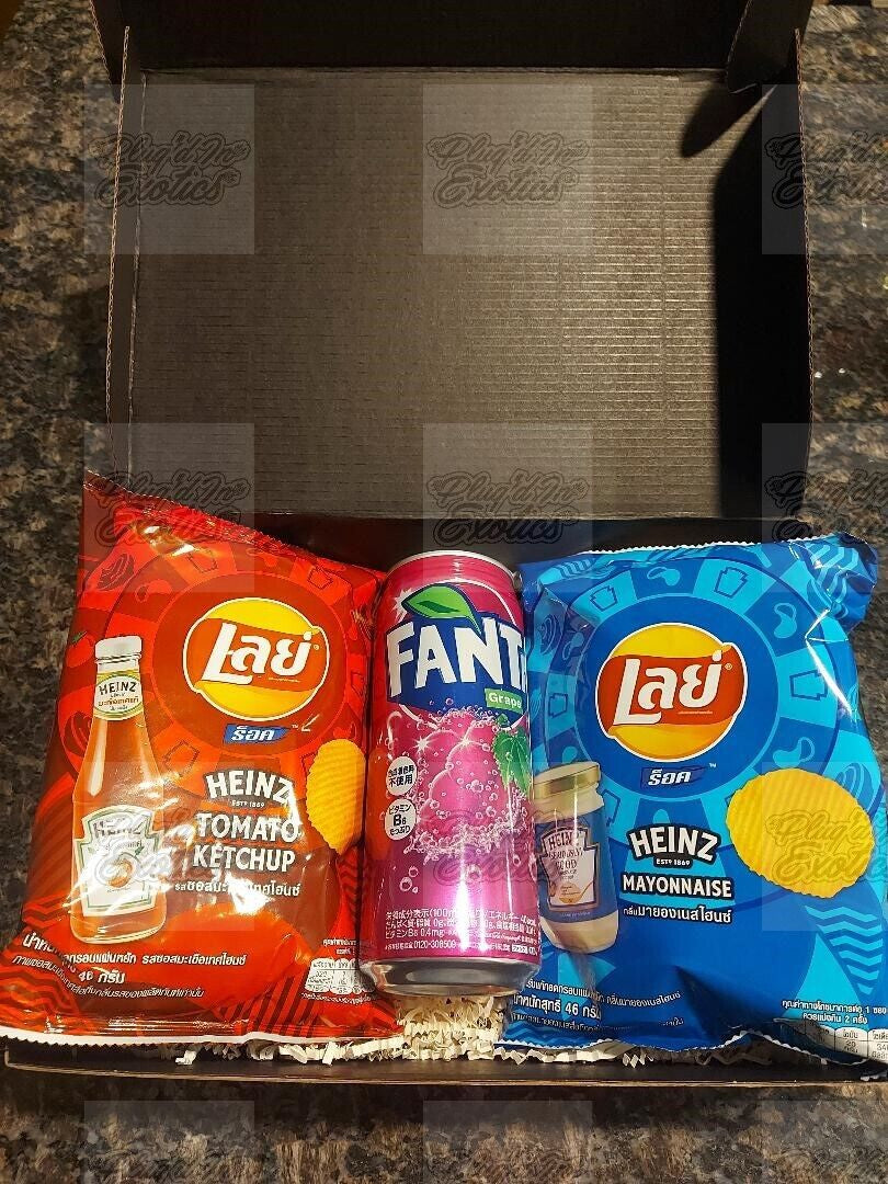 Exotic Snack Holiday Gift Box Exotic Chips Soda Lays Pepsi Fanta Cola FREE SHIP