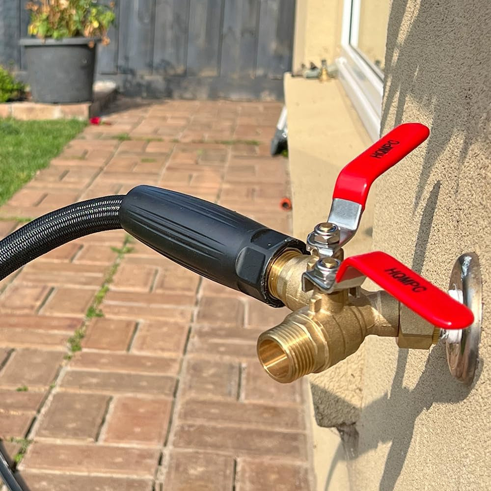 Garden Hose Y Valve Hose Splitter Brass Hose Splitter with Stainless Steel Long Handle Brass Y Valve Water Garden Hose Adapter 2 Way Y Valve 3/4" GHT Thread