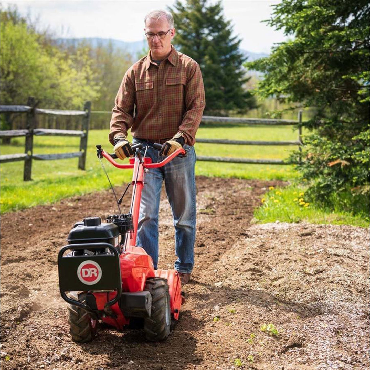 11 Inch Rear Tine Walk behind Tiller with Counter Rotating Tines, Orange