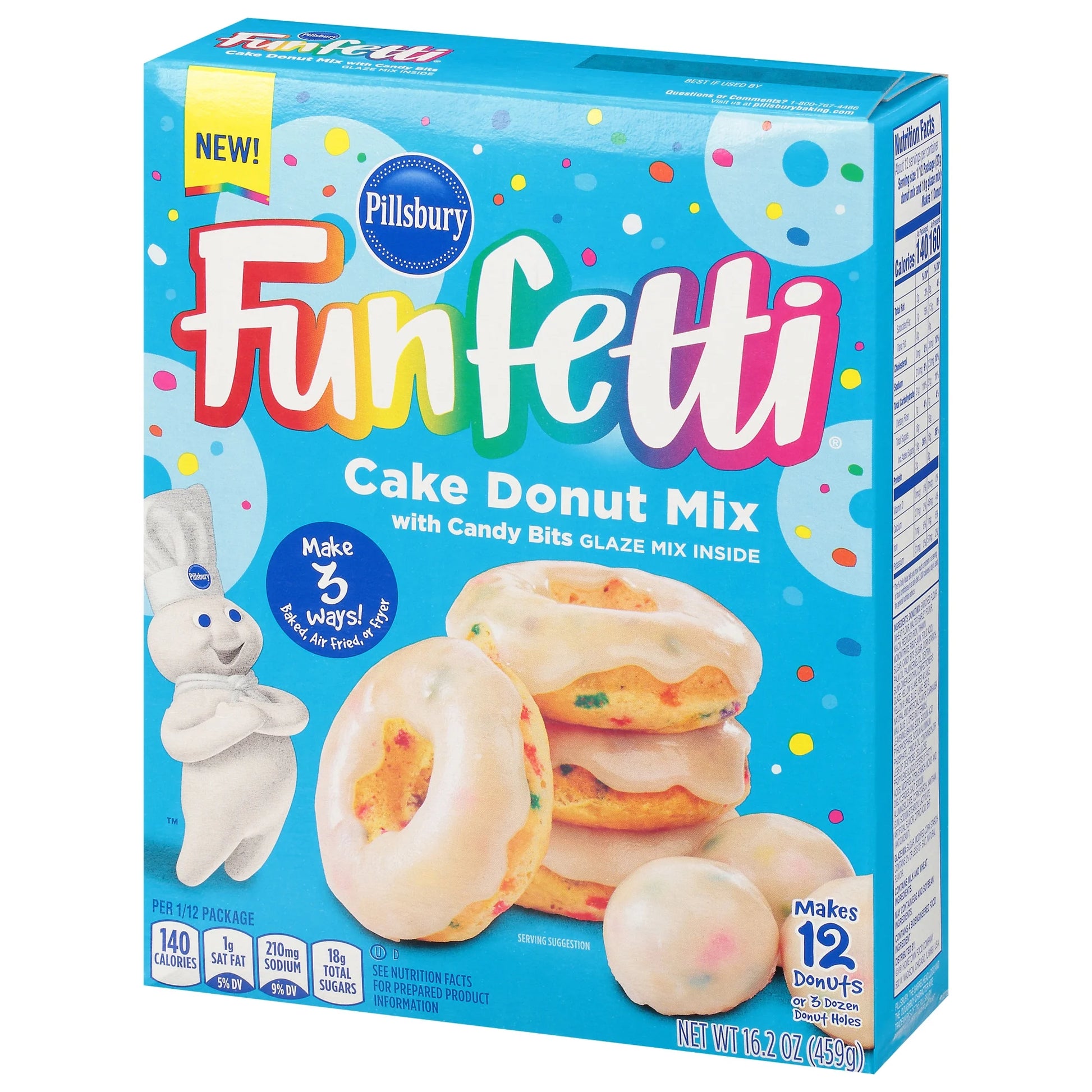 Funfetti Cake Donut Mix with Candy Bits, 16.2 Oz Box