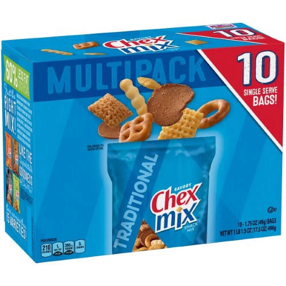 Chex Mix Traditional Snack Mix, 1.75 Oz, 10 Count (Pack of 24)