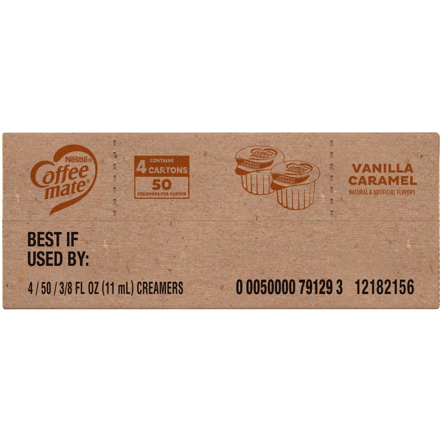 Coffee Mate Vanilla Caramel Non-Dairy Creamer, 0.375 Fl Oz, 200 Count Tubs (4 Packs of 50)