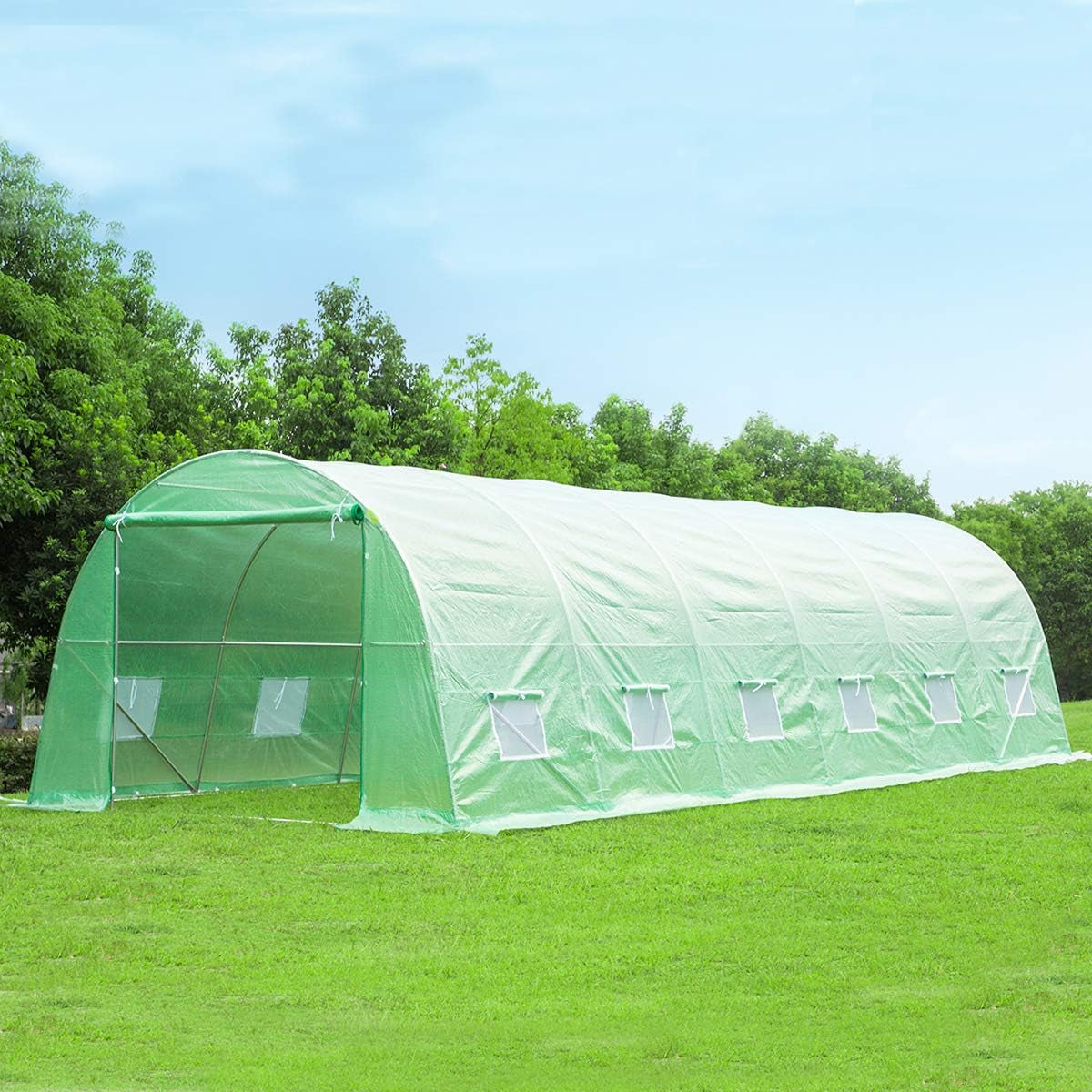 26' X 10' X 6.6' Greenhouse Large Gardening Plant Green House Hot House Portable Walking in Tunnel Tent,Green