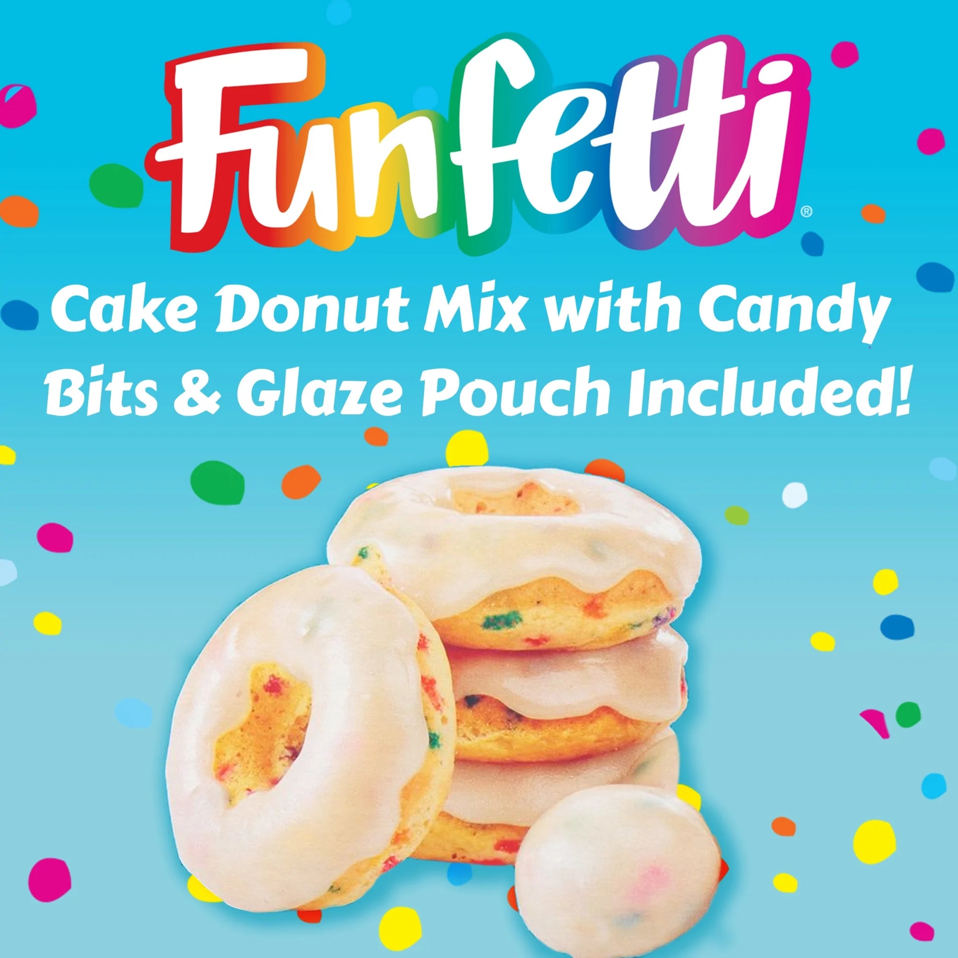 Funfetti Cake Donut Mix with Candy Bits, 16.2 Oz Box