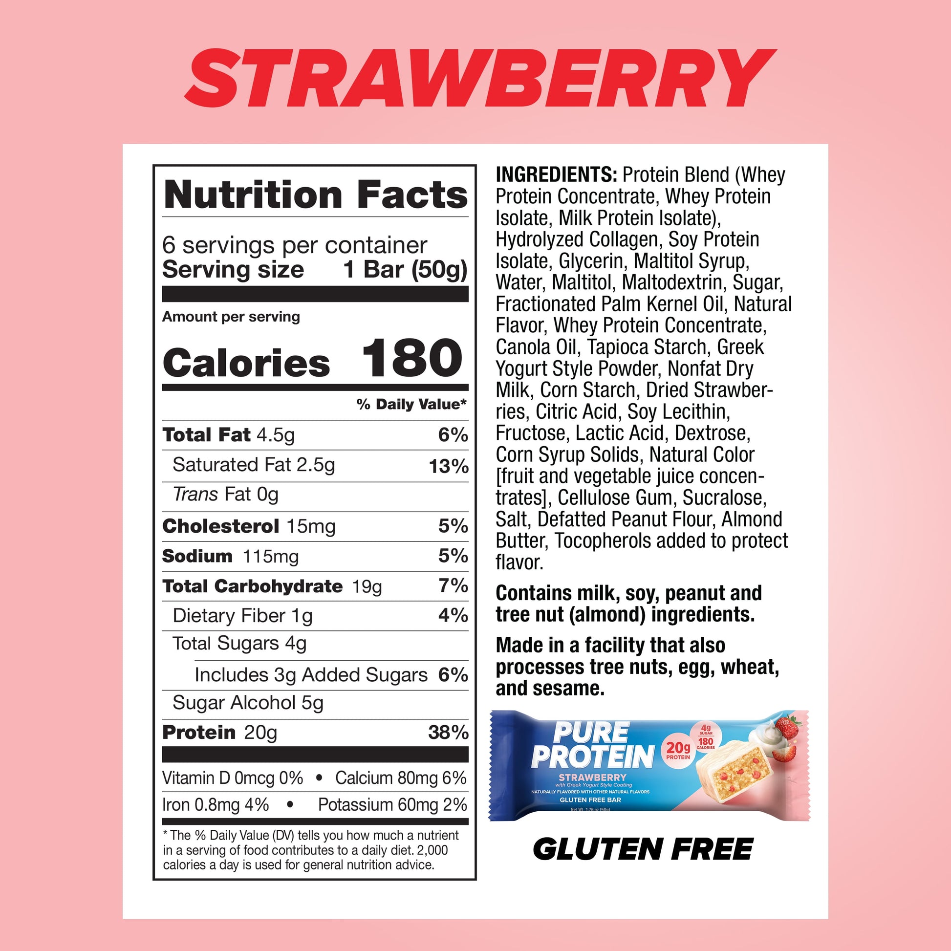 Bars, Strawberry Greek Yogurt, 20G Protein, 1.76 Oz, 6 Ct
