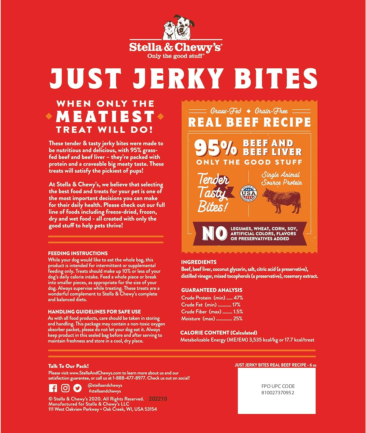 Just Jerky Bites Real Beef Recipe Dog Treats, 6 Oz. Bag