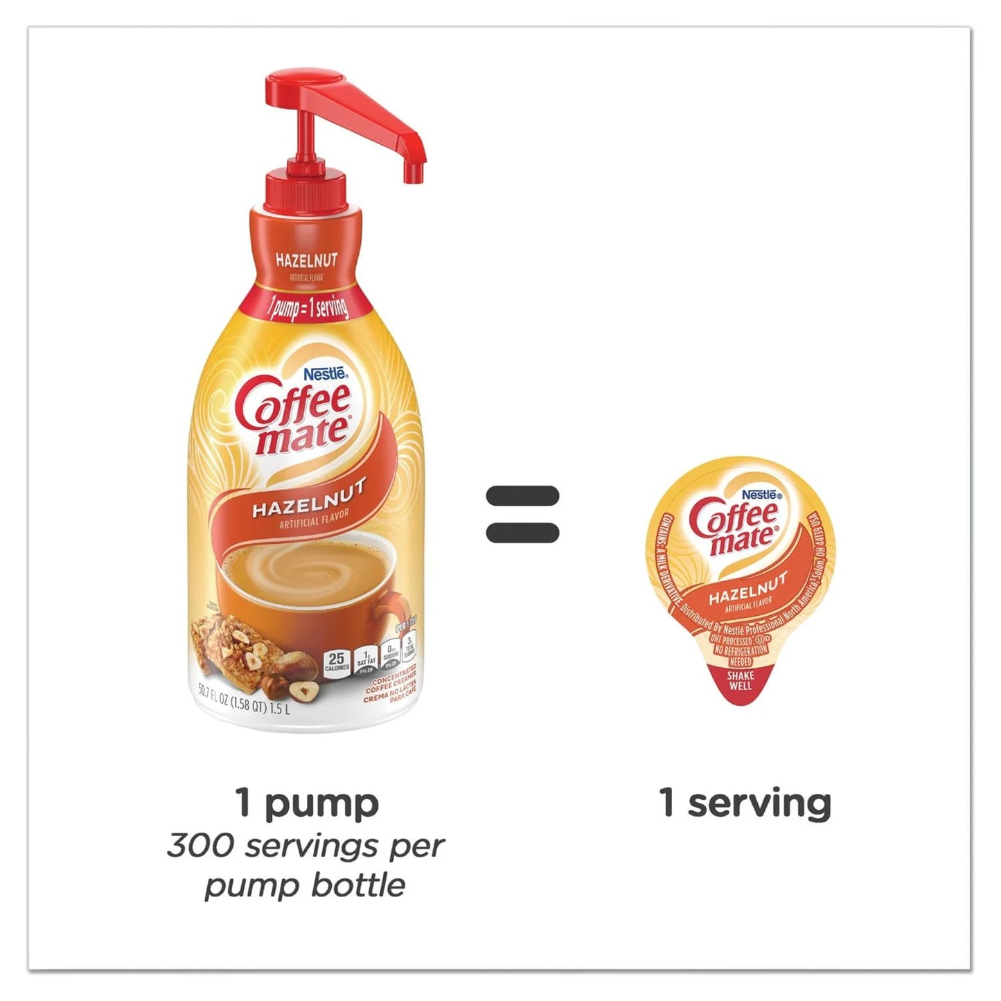 Coffee-Mate Hazelnut Liquid Creamer Pump Bottle, 1.5L