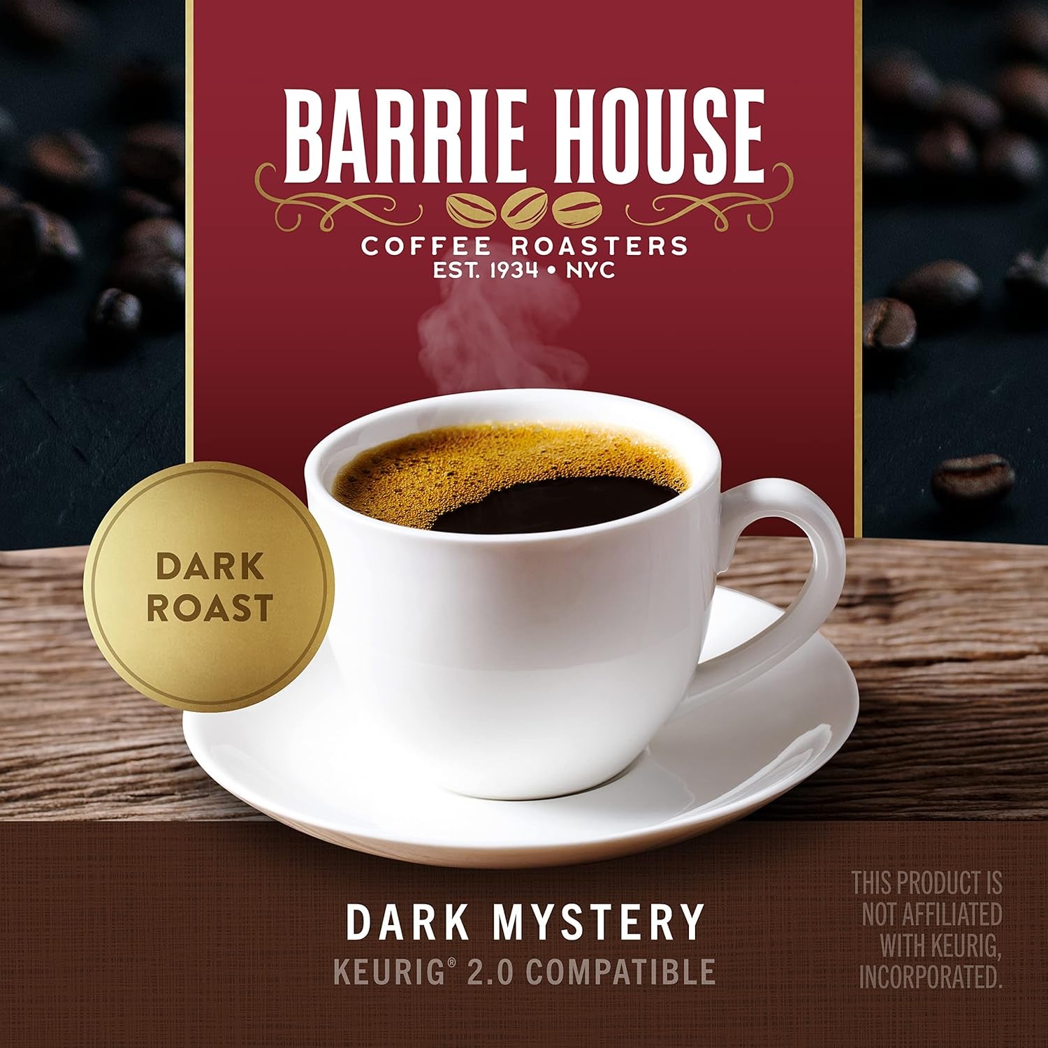 Dark Mystery Single Serve Coffee Pods, 24 Pack | Fair Trade Organic Certified | Compatible with Keurig K Cup Brewers | Small Batch Artisan Coffee in Convenient Single Cup Capsules