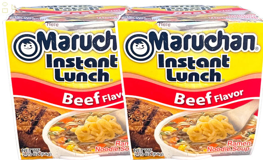 Instant Lunch Ramen Noodles Soup Cups BEEF Flavor 2.25 Oz 2 PACK