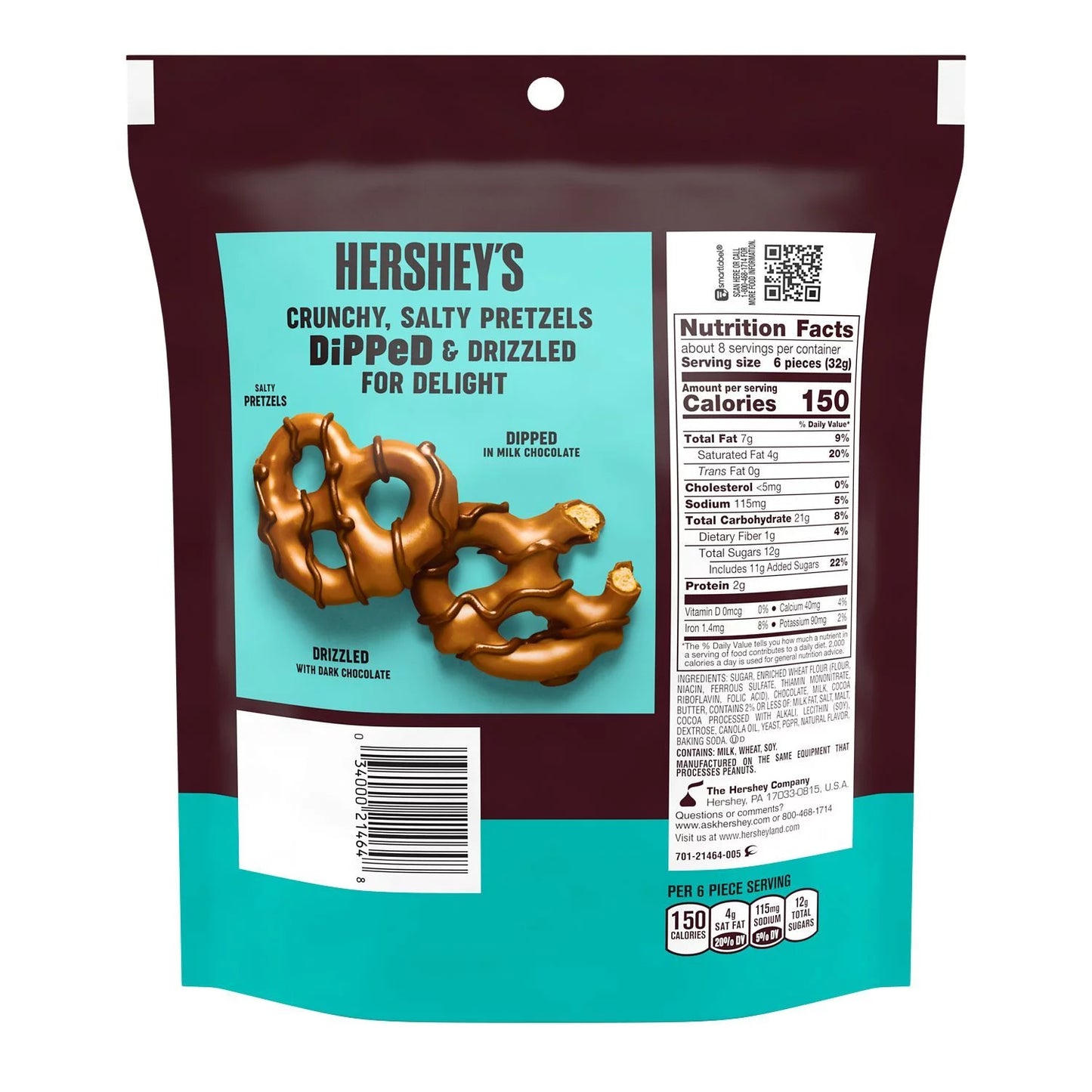 , Dipped Pretzels Milk and Dark Chocolate Covered Pretzel Candy, 8.5 Oz, Bag