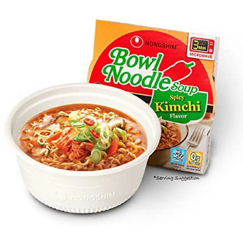 (6 Pack)  Bowl Noodle Spicy Kimchi Ramyun Ramen Noodle Soup Bowl, 3.03Oz X 1 Count