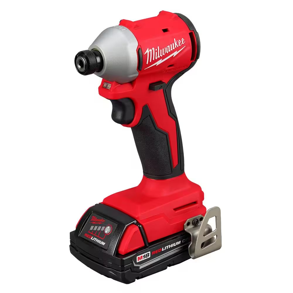 M18 18V Lithium-Ion Brushless Cordless 1/4 In. Impact Driver Kit with Two 2.0 Ah Batteries and Charger