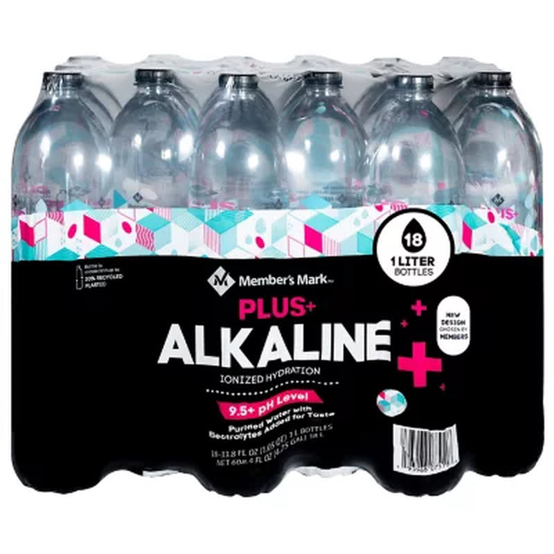 Member'S Mark Plus+ Alkaline Bottled Water 1L., 18 Pk.