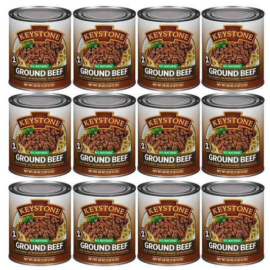 (12 Pack)  Ground Beef 28 Oz Can, Emergency Food for Camping Hiking and Backpacking (12 Cans)