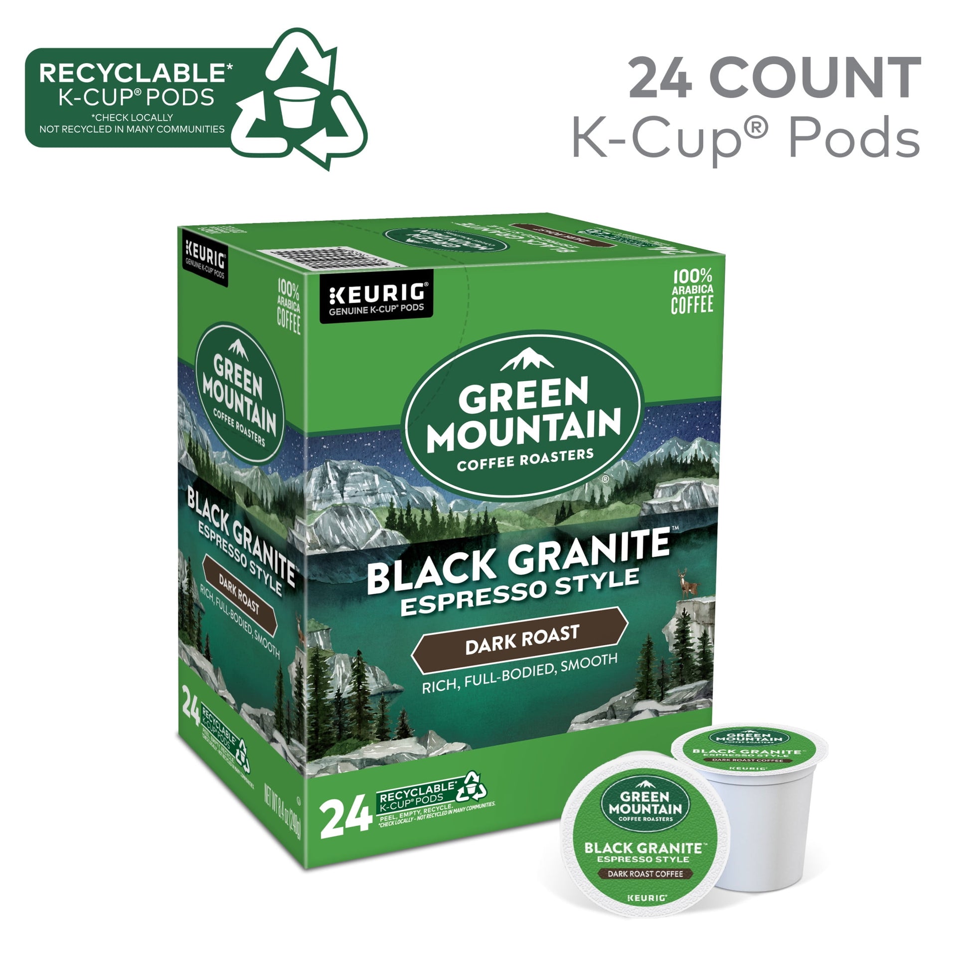 , Black Granite Dark Roast K-Cup Coffee Pods, 24 Count