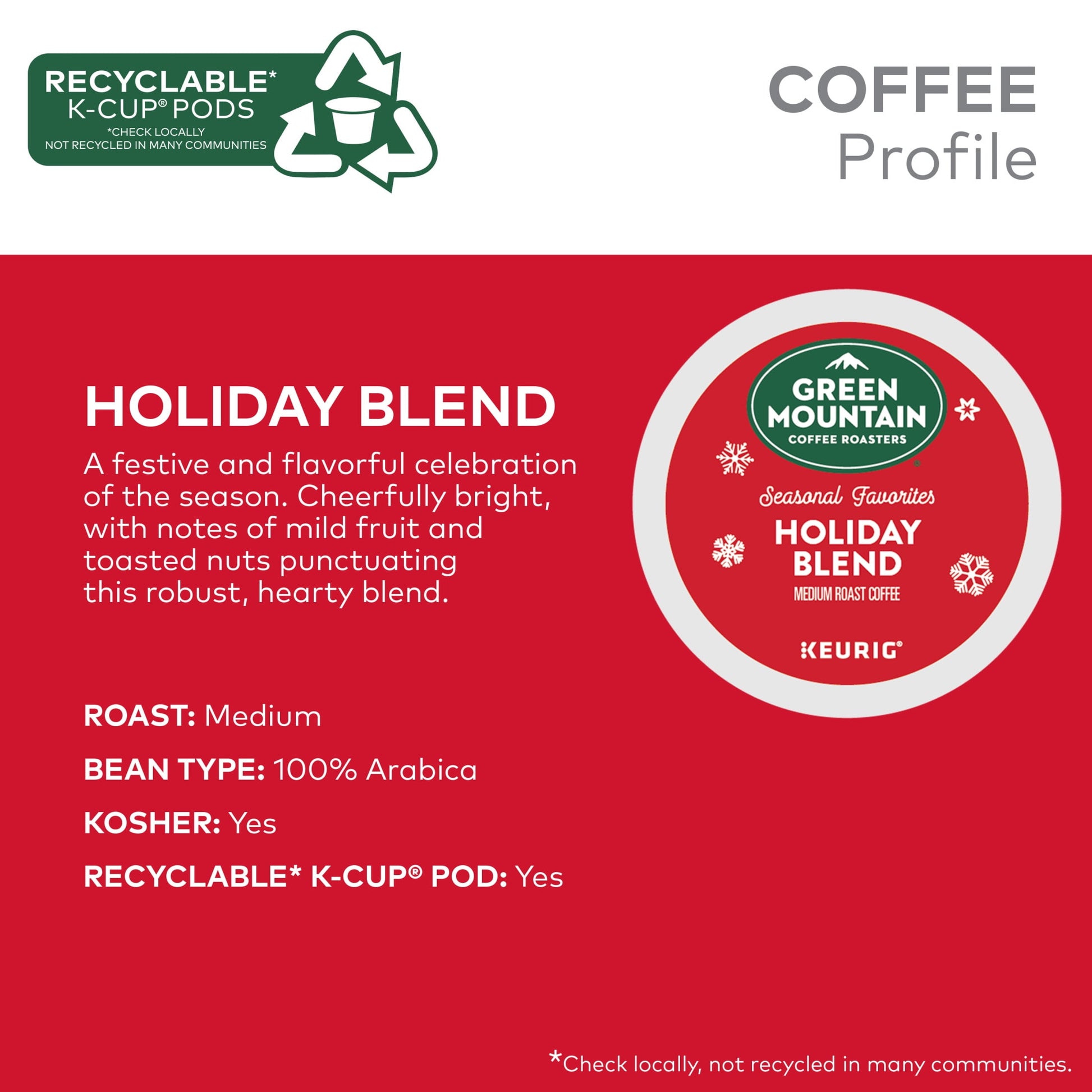 , Holiday Blend Medium Roast K-Cup Coffee Pods, 24 Count