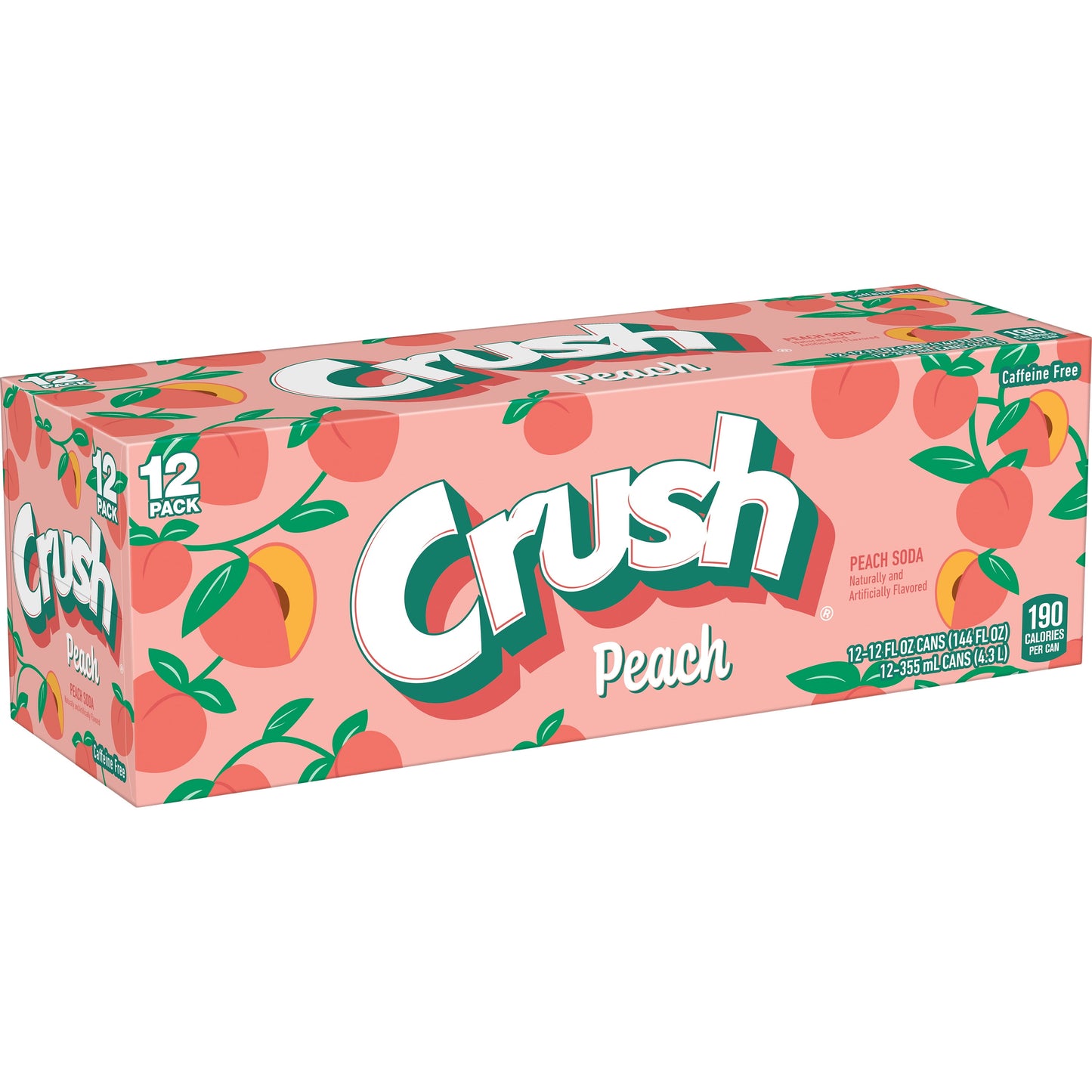 Crush Caffeine Free Peach Soda Pop, 12 Fl Oz, 12 Pack Cans