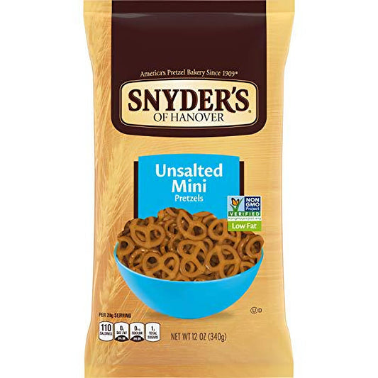 Snyder'S of Hanover Mini Pretzels, Unsalted Pretzels, 12 Ounce Bag (Pack of 12)