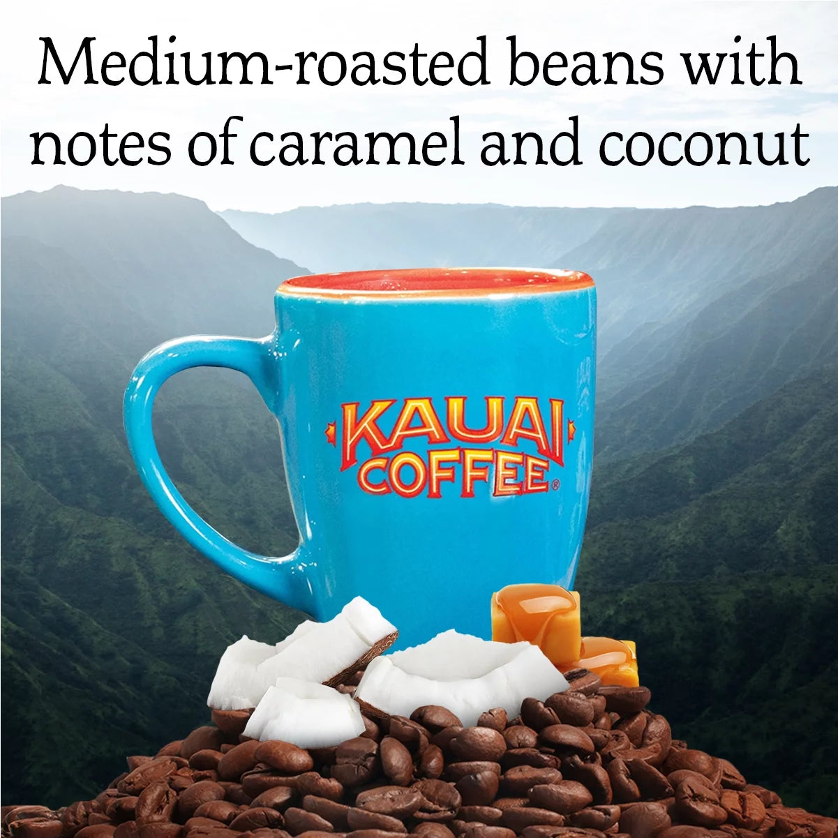 Kauai Ground Coffee, Coconut Caramel Crunch, Medium Roast, 10 Oz Package