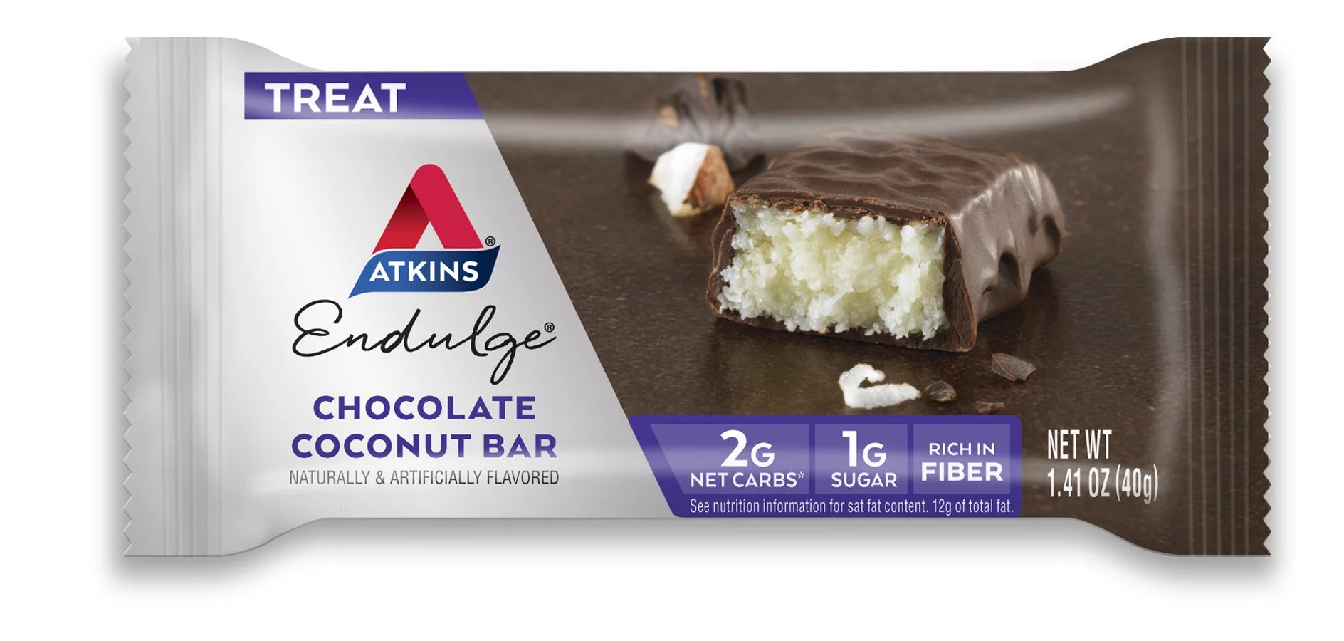 Endulge Chocolate Coconut Bar, Dessert Favorite, High in Fiber, Low Sugar, 6/10 Packs