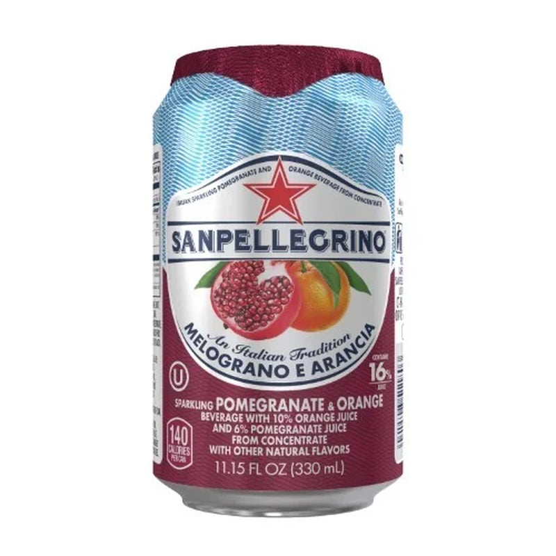 Italian Sparkling Drink Melograno and Arancia, Sparkling Orange and Pomegranate Beverage, 24 Pack of 11.15 Fl Oz Cans 267.6 Fl Oz