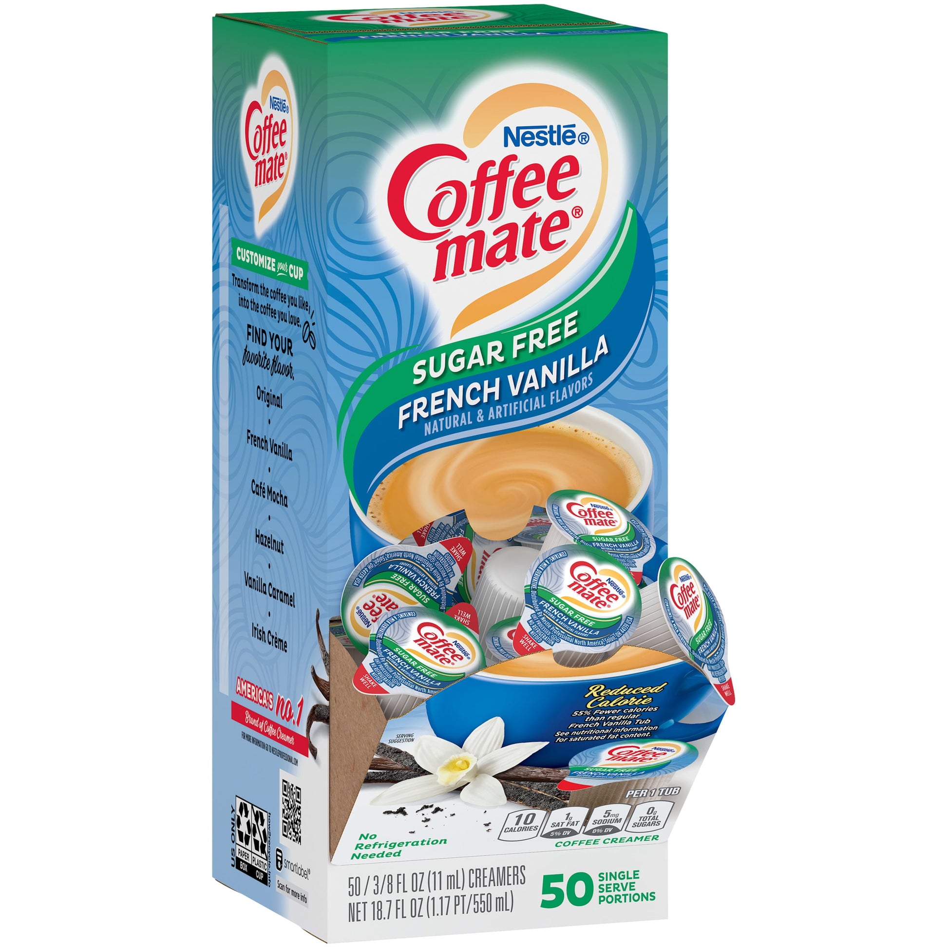 Coffee Mate Sugar Free French Vanilla Liquid Coffee Creamer Singles, Lactose-Free, 0.375 Fl Oz, 200 Ct