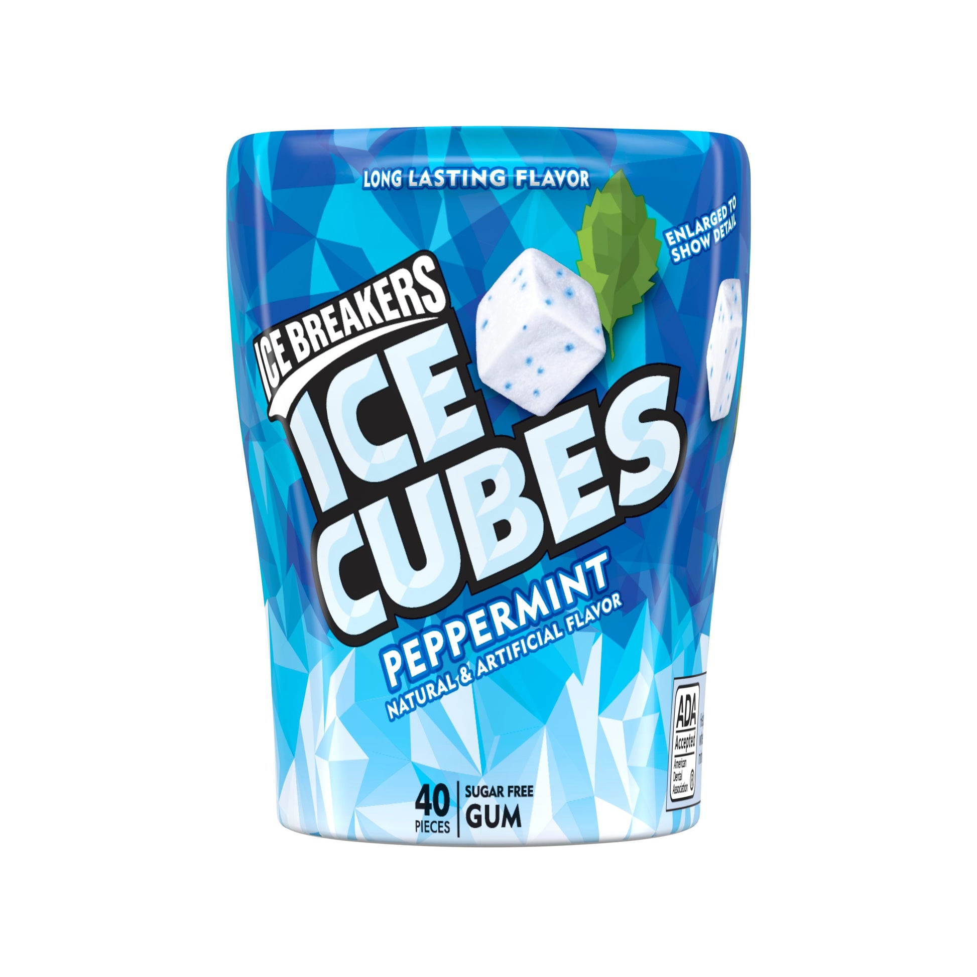 , ICE CUBES, Peppermint Flavored Sugar Free Chewing Gum, Made with Xylitol, 40 Piece, Container, 4 Ct.