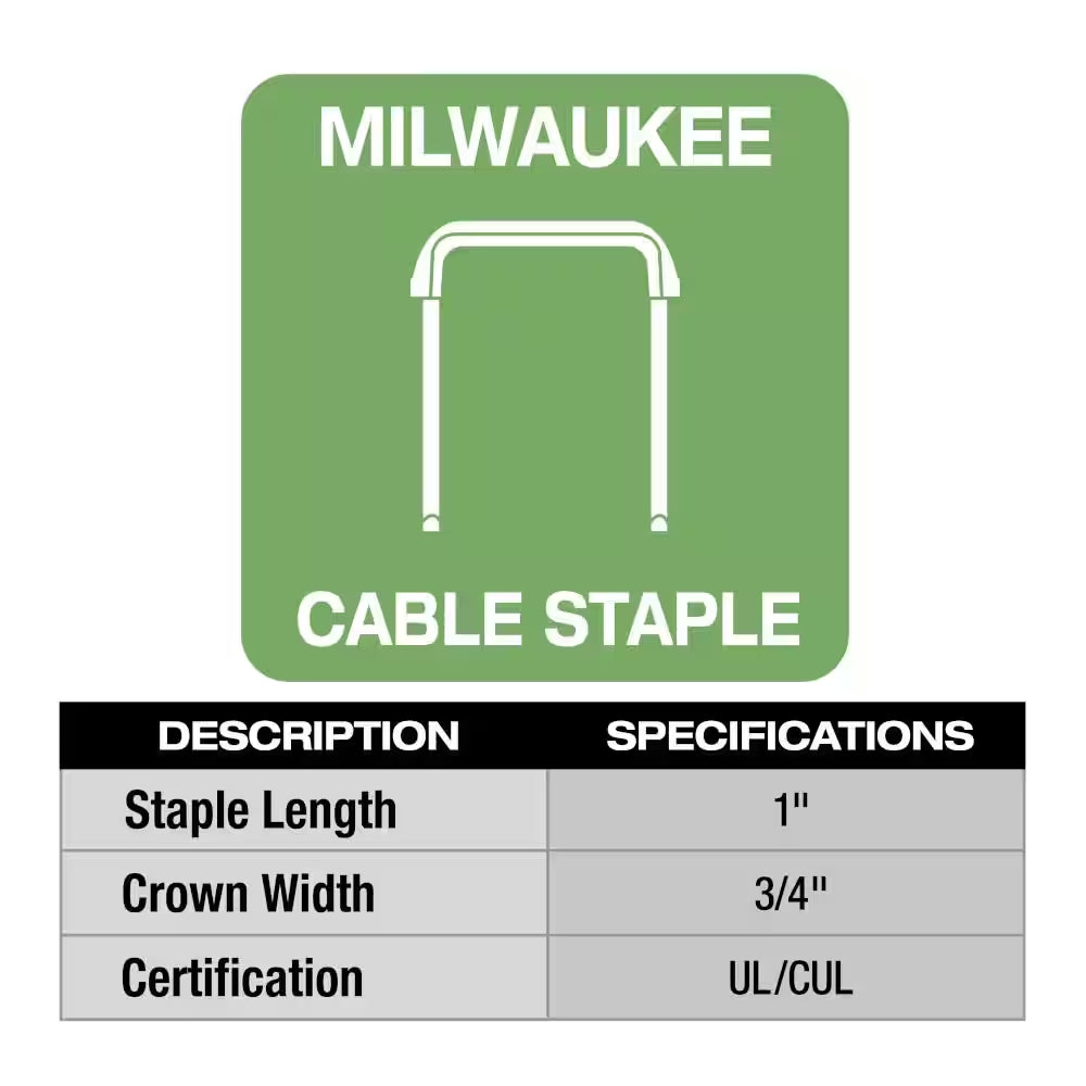 1 In. Insulated Cable Staples for M12 Cable Stapler 600 per Box (3-Pack)