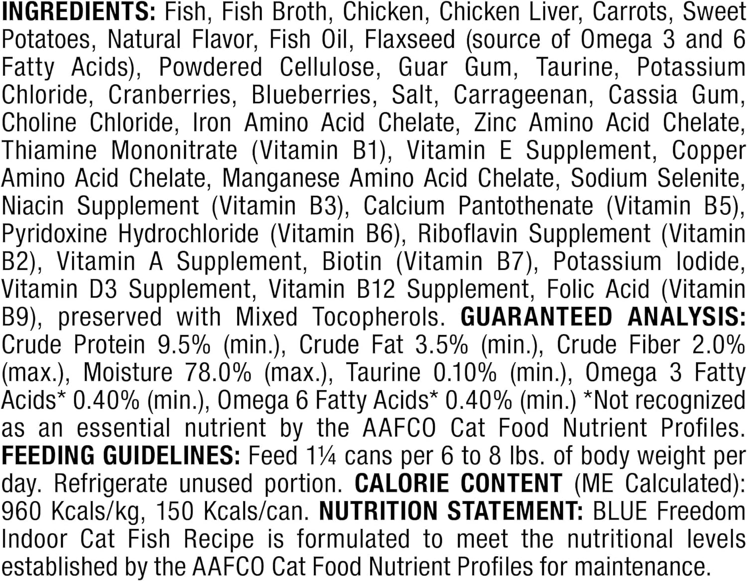 Freedom Grain Free Natural Adult Pate Wet Cat Food, Indoor Fish 5.5-Oz Cans (Pack of 24)