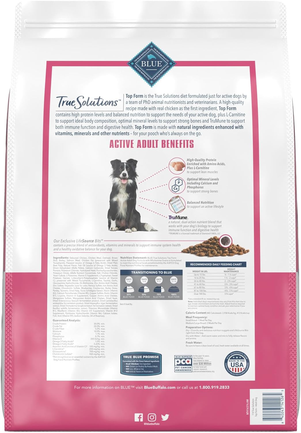 True Solutions Top Form Natural Active Breed Adult Dry Dog Food, Chicken 11-Lb