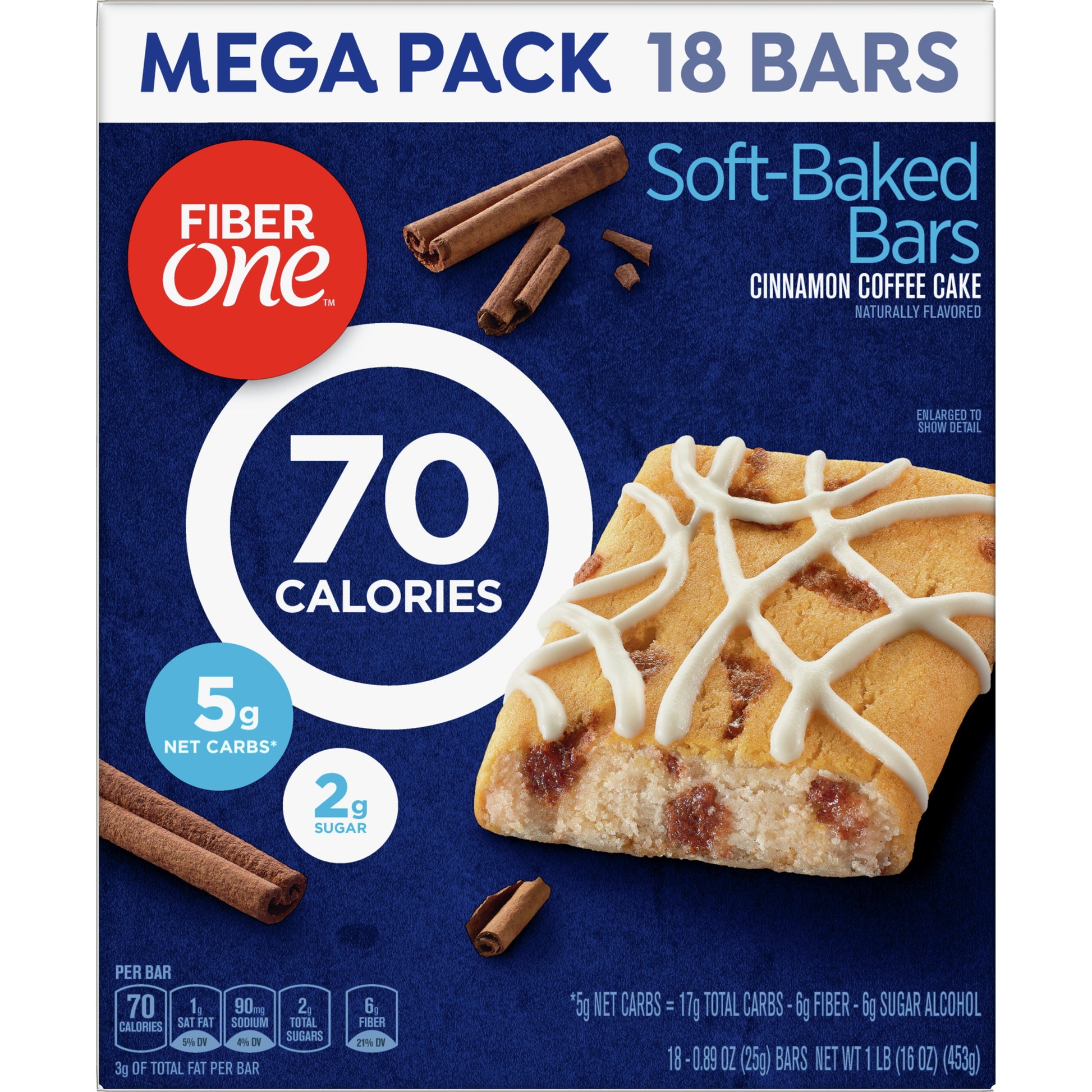 70 Calorie Soft-Baked Bars, Cinnamon Coffee Cake, 18 Ct