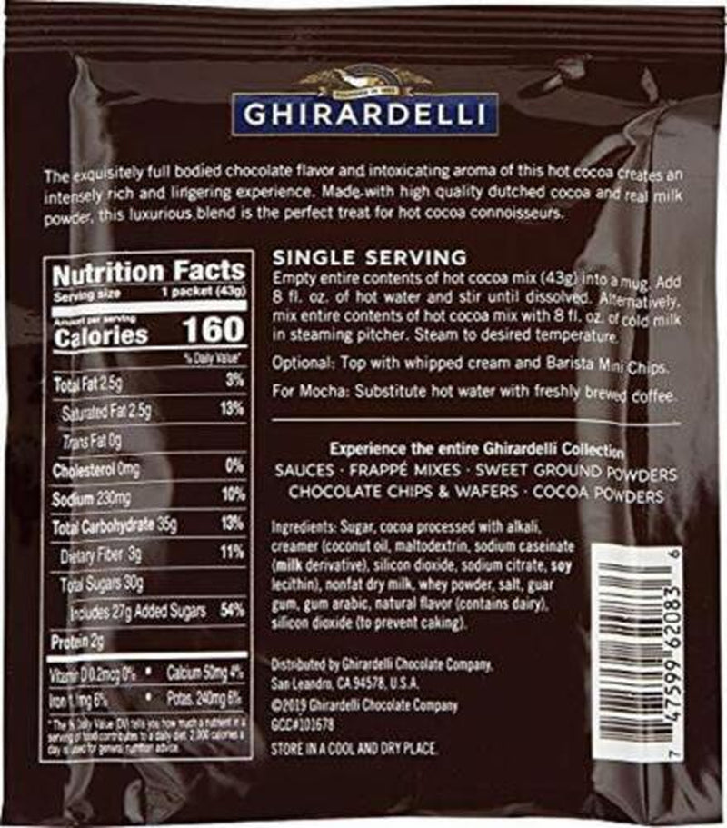 Ghirardelli Premium Hot Cocoa Envelopes, Rich Chocolate, 22.7 Ounce (Pack Of
