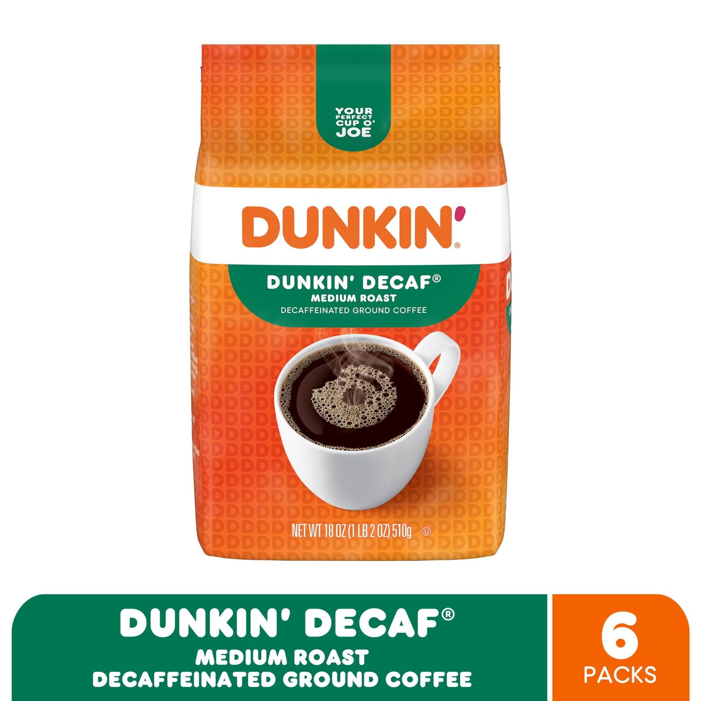 Decaf Ground Coffee, Medium Roast, 18Oz Bag