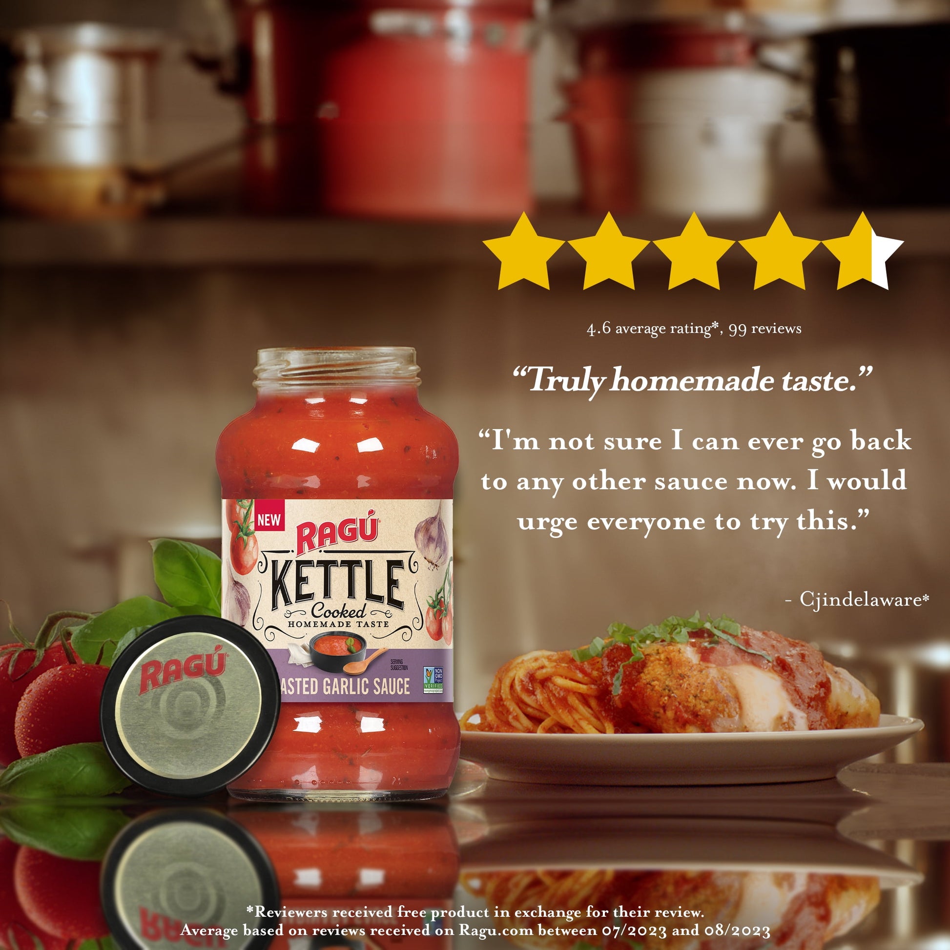Kettle Cooked Roasted Garlic Pasta Sauce, Slow-Simmered, 24 Oz