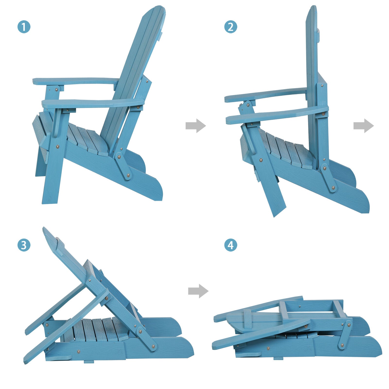 HDPS Folding Poly Lumber Adirondack Chair Patio Outdoor All Weather Resistant