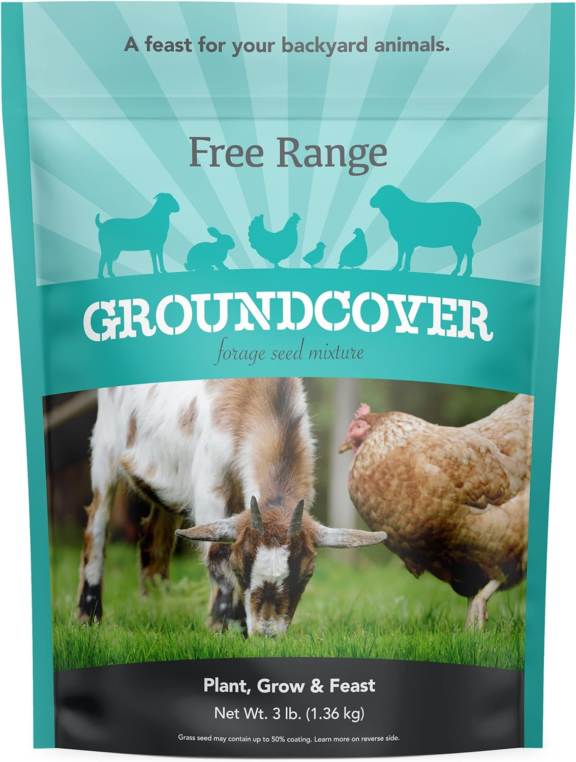 Free Range Groundcover Forage Seed Mixture Ideal for Chickens, Game Birds, Goats, and Sheep, 3 Lbs, Blue